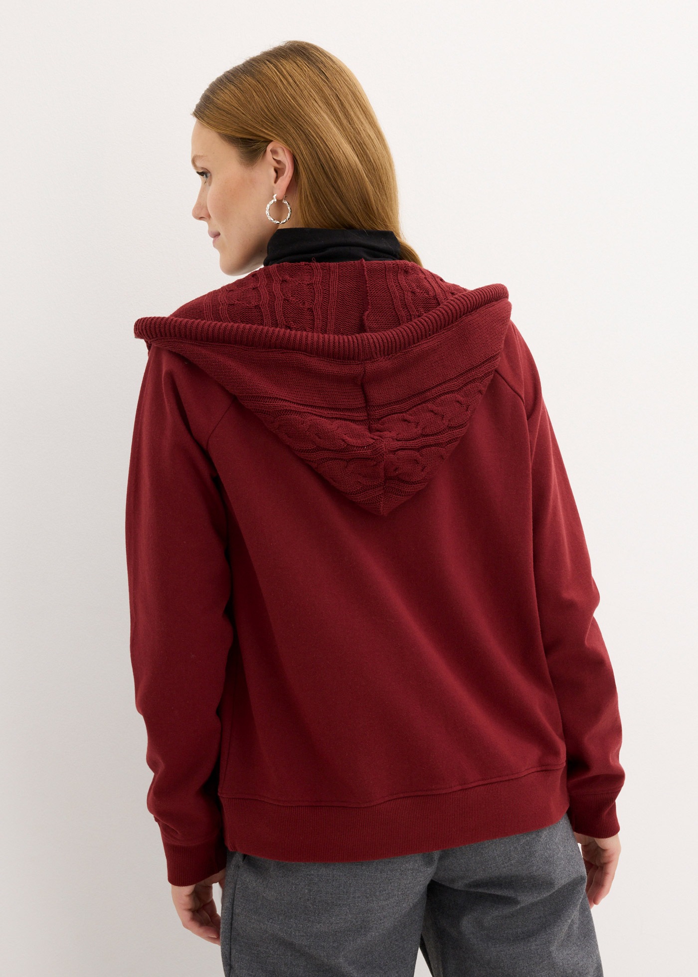 Thumbnail - bonprix Kapuzensweatjacke "Sweatjacke mit Strickkapuze und Tasche", Sweatjacke mit Strickkapuze und Tasche
