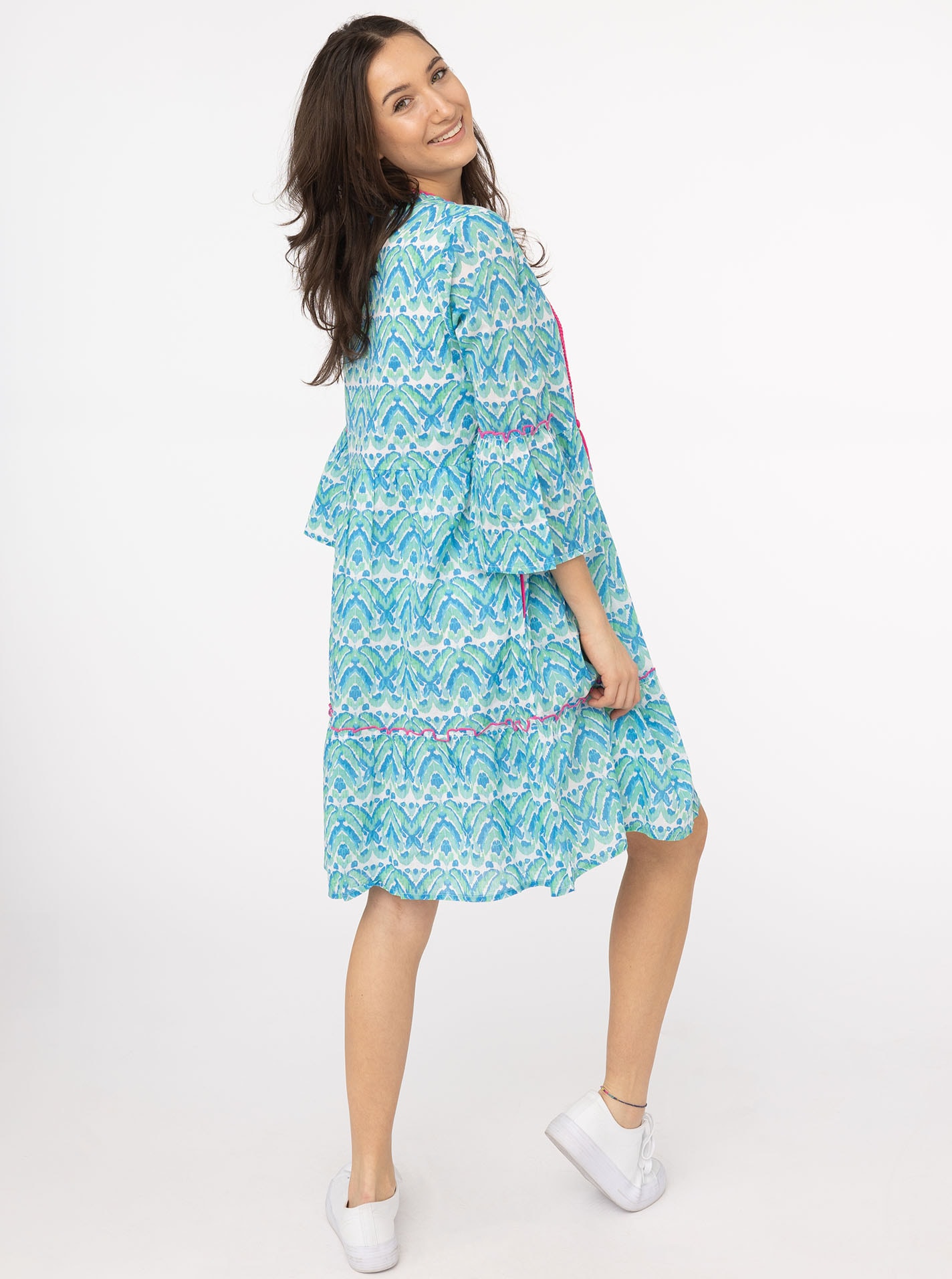 Zwillingsherz Sommerkleid »"Joyful"«, mit Tasseln, Trompeten Ärmeln und Eingriffstaschen