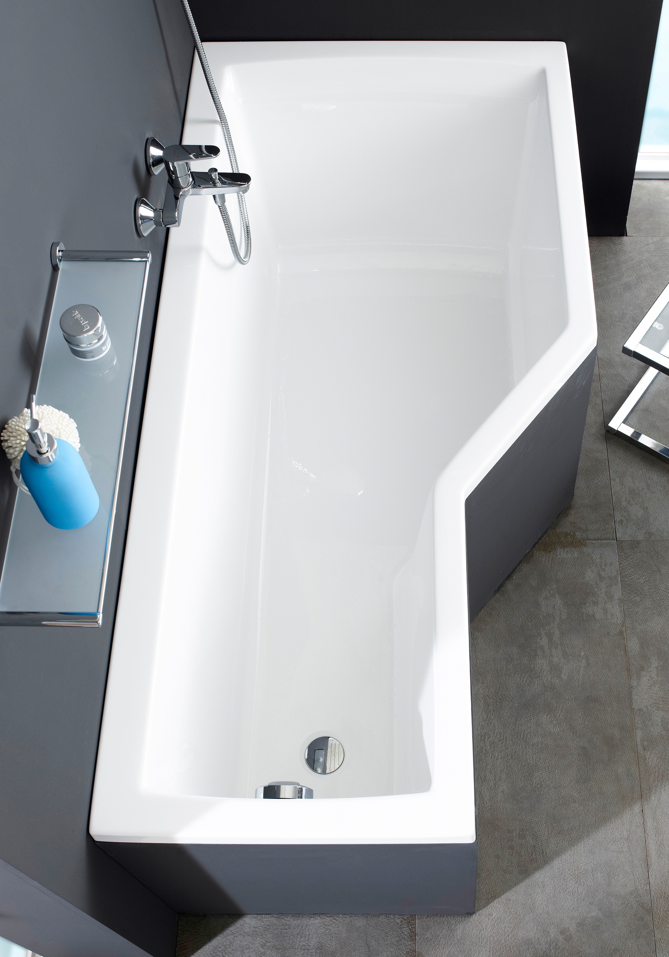 Badewanne OTTOFOND, B:80cm H:61cm L:170cm T:80cm, weiß, Sanitäracryl, Badewannen, "Cello", mit Wannenträger, Ablaufgarnitur und 1-tlg Echtglas