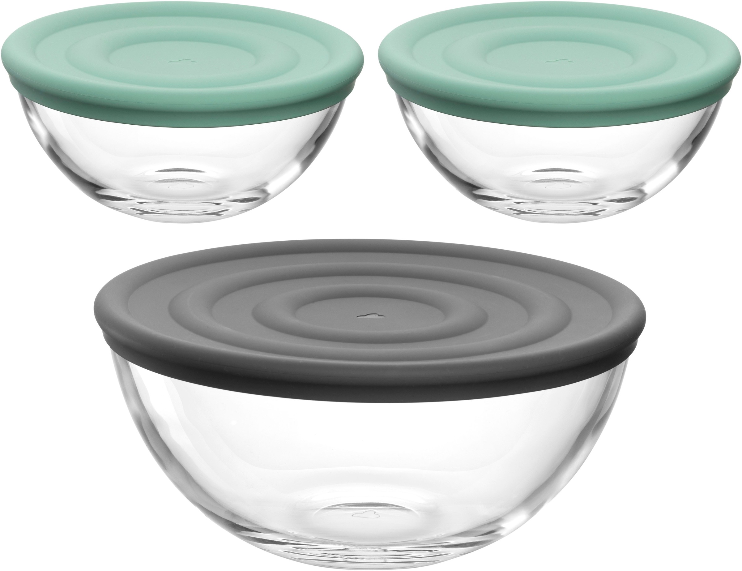 LEONARDO Schale "Schalen-Set CUCINA, 6-teilig, 3 Schüsseln mit Silikondeckel", Ø 23,3cm, transparent, Schüsseln, spülmaschinengeeignet