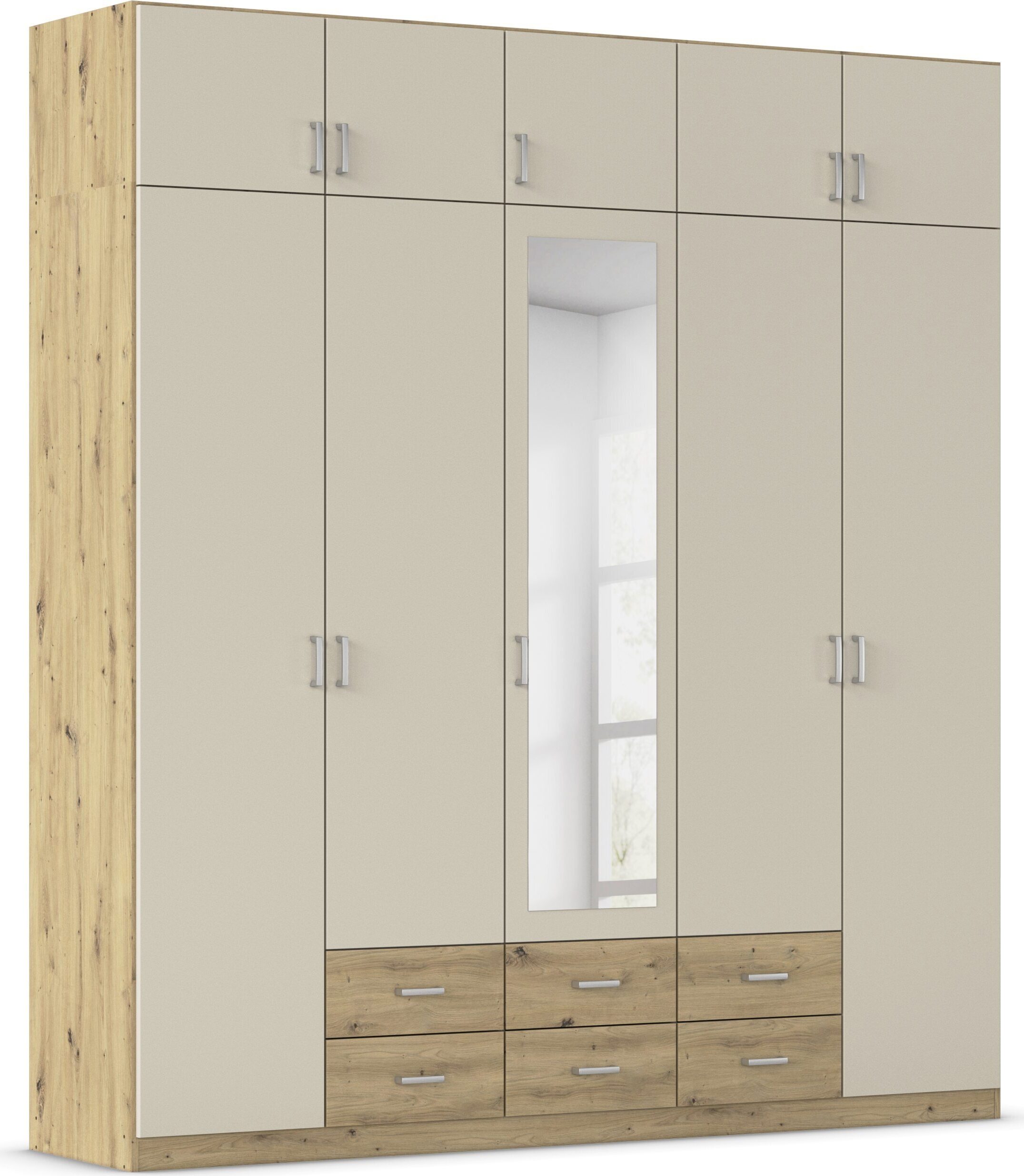 rauch Kleiderschrank "Schrank Garderobe Wäscheschrank GAMMA in 4 Breiten 91-226 cm" 3 verschiedene Ausstattungen BASIC/CLASSIC/PREMIUM (inkl. SOFT-CLOSE), mit Schubladen und Schrankaufsatz sowie Spiegel MADE IN GERMANY