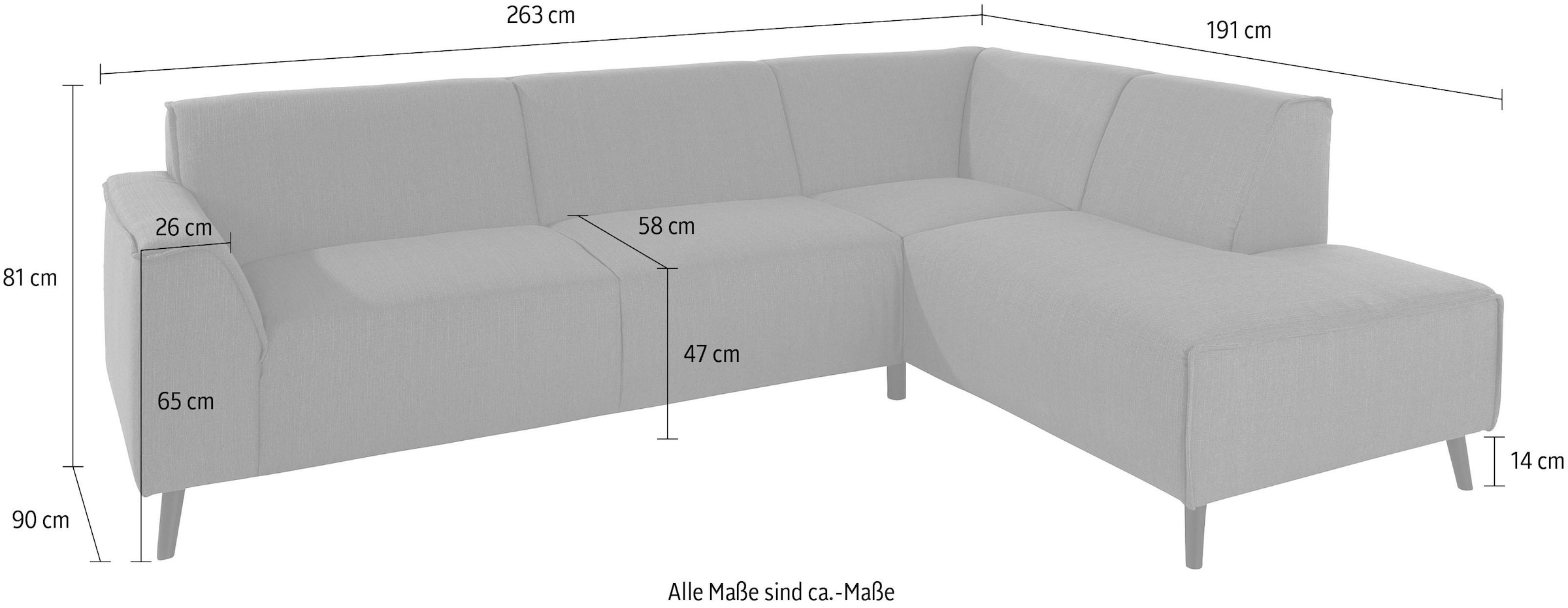 DOMO collection Ecksofa »Amora L-Form«, mit Ottomane, inklusive komfortablen Federkerns