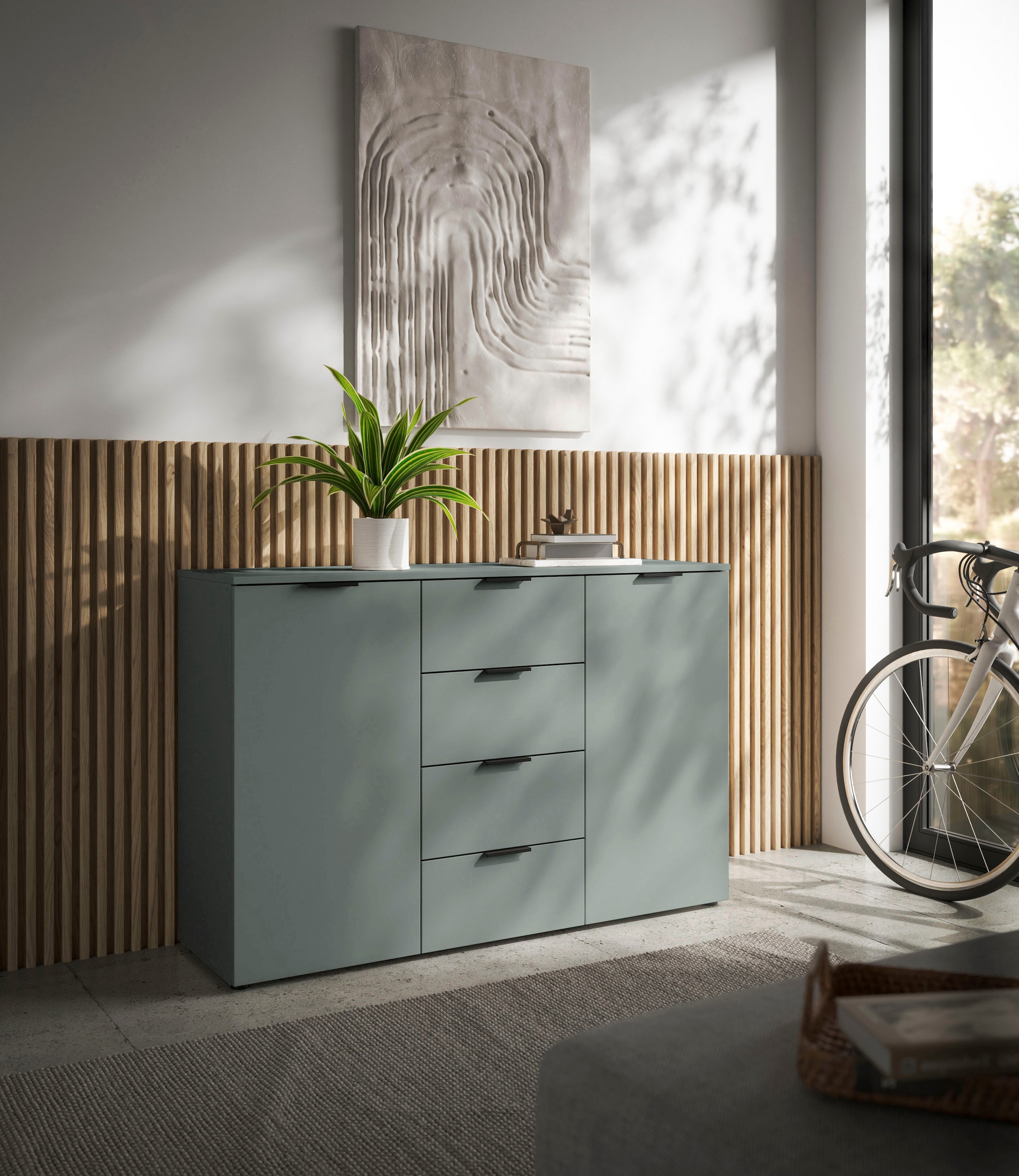 HBZ Sideboard »Linz Kommode, BxHxT 135x90x40cm«, (1 St.), Breite 135cm,Lip-Griff, Melaminbeschichtung