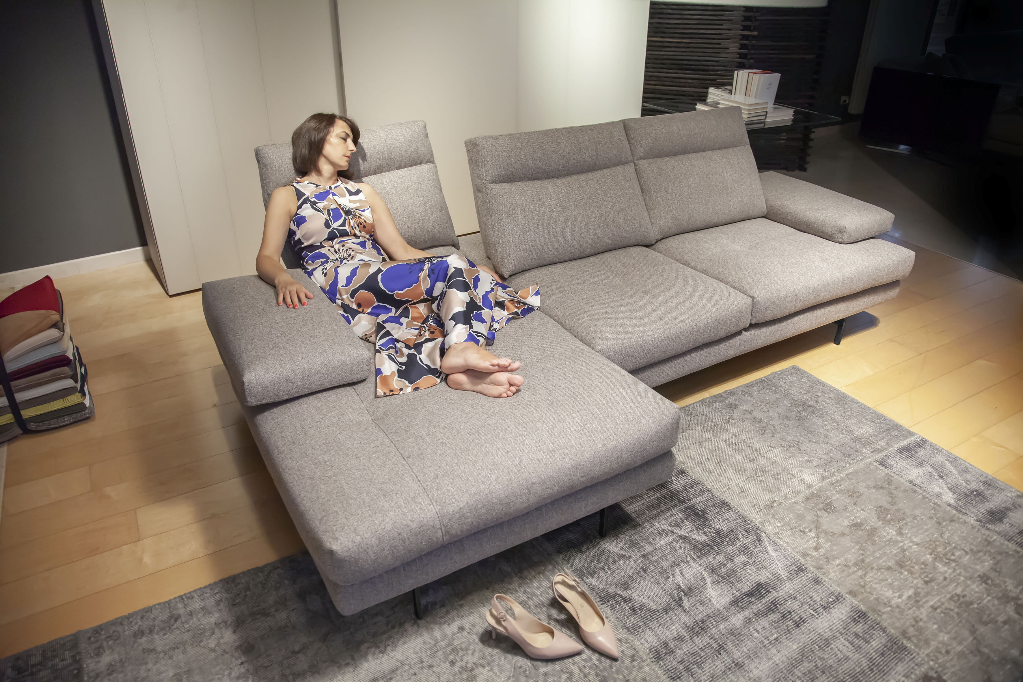 CALIA ITALIA Ecksofa "Toby Wing, B/T: 278/153 cm, Designsofa, Premium Sitzkomfort, L-Form" inklusive Sitztiefenverstellung, Füße in schwarz matt
