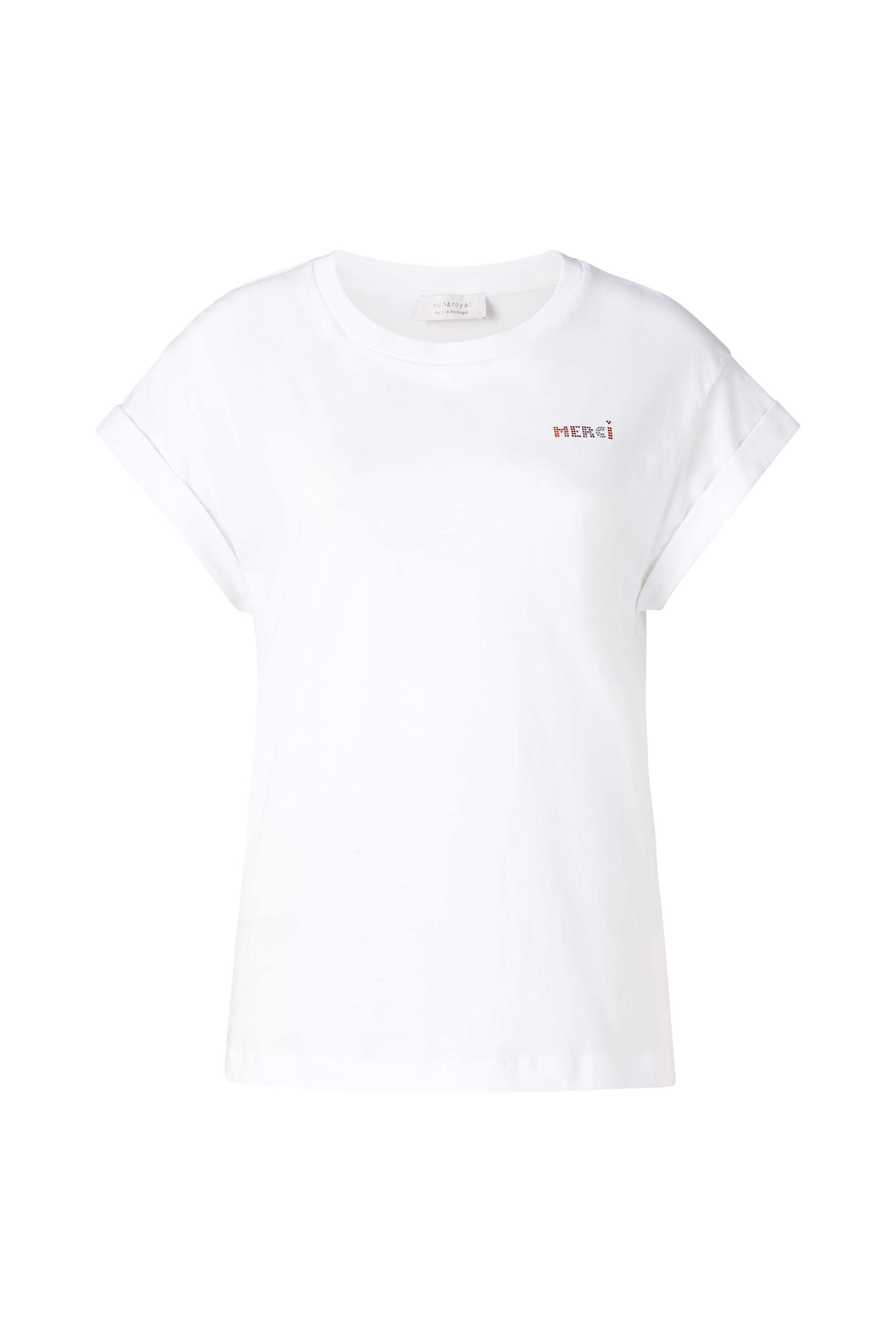 Rich & Royal T-Shirt »Boyfriend mit Brusthöhe in bestellen Shirt«, Glitzer-Print BAUR für | Sparkle Organic