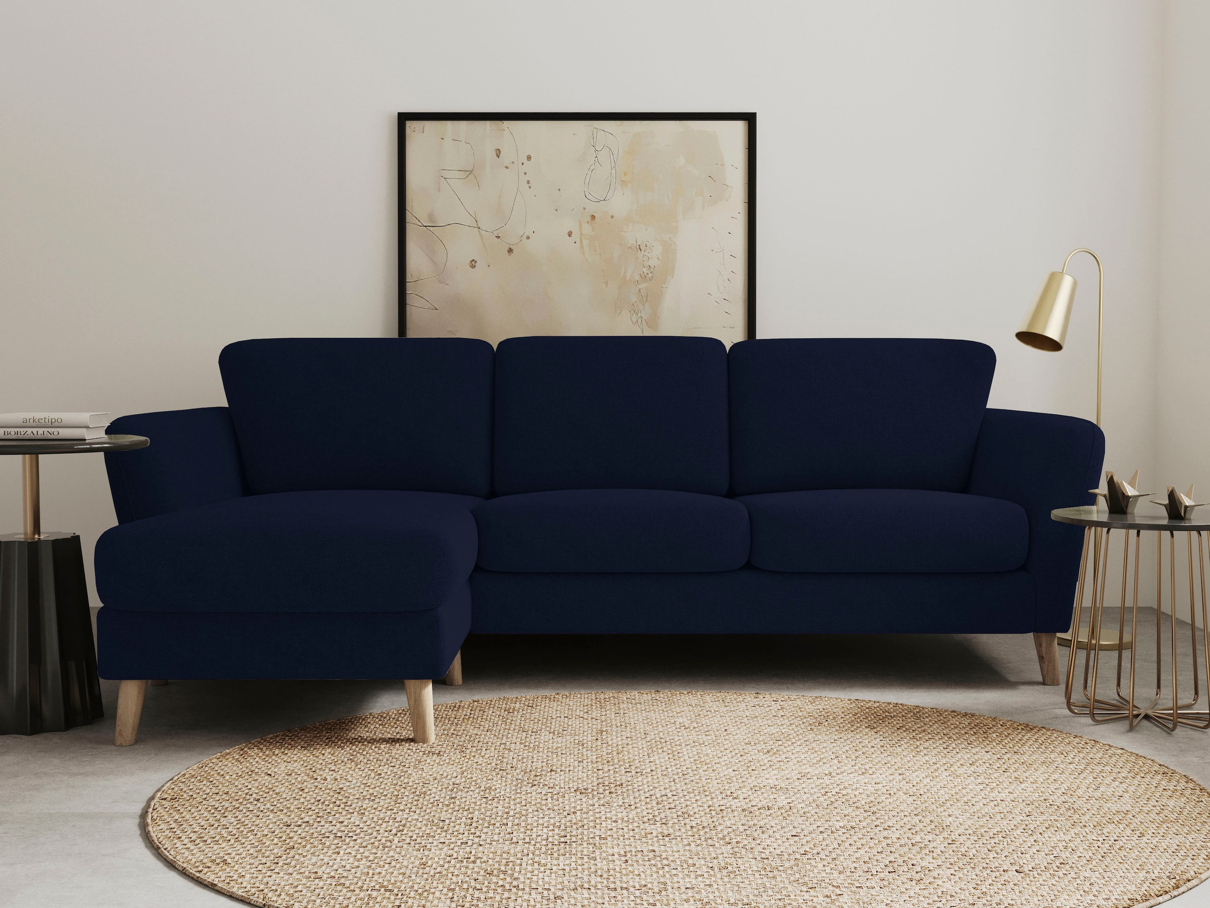 OTTO home Ecksofa "MARSEILLE (242/152cm),L-Form, Rec. rechts/links" Massivholzbeine Eiche, Landhausstil, Wellenunterfederung