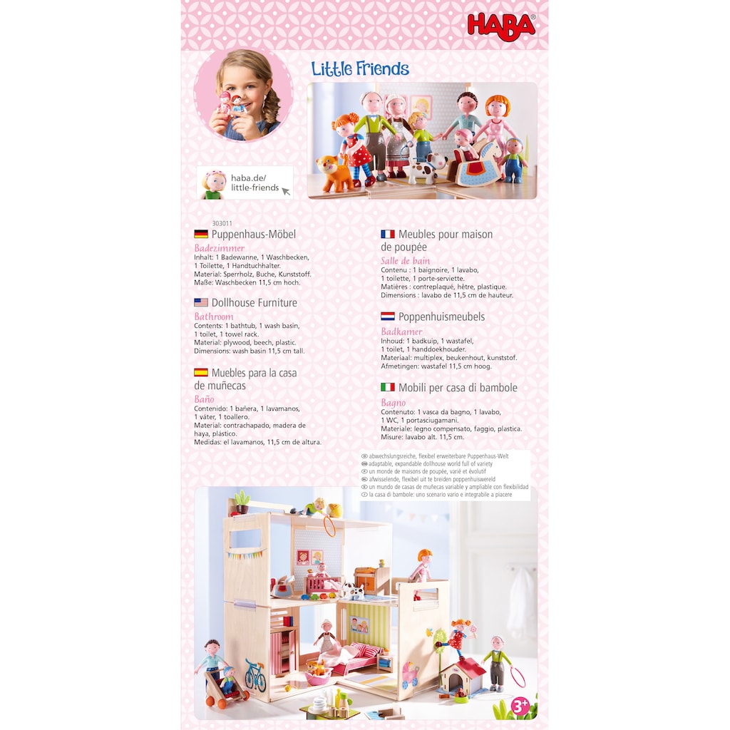 Haba Puppenmöbel »Little Friends - Badezimmer«, (Set)