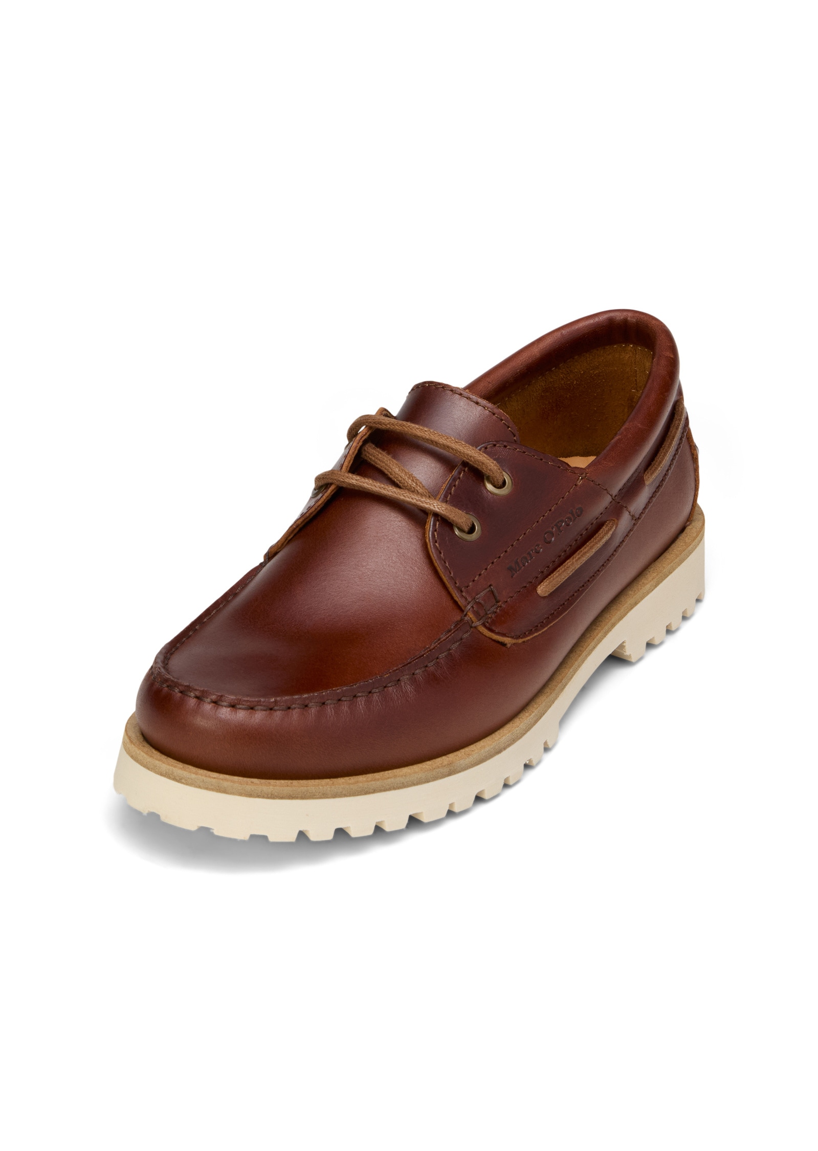 Bootsschuh MARC O'POLO "aus weichem Rindleder", Herren, Gr. 41, schwarz braun, Obermaterial: 100% Leder (Rind), unifarben, Schuhe Bootsschuh
