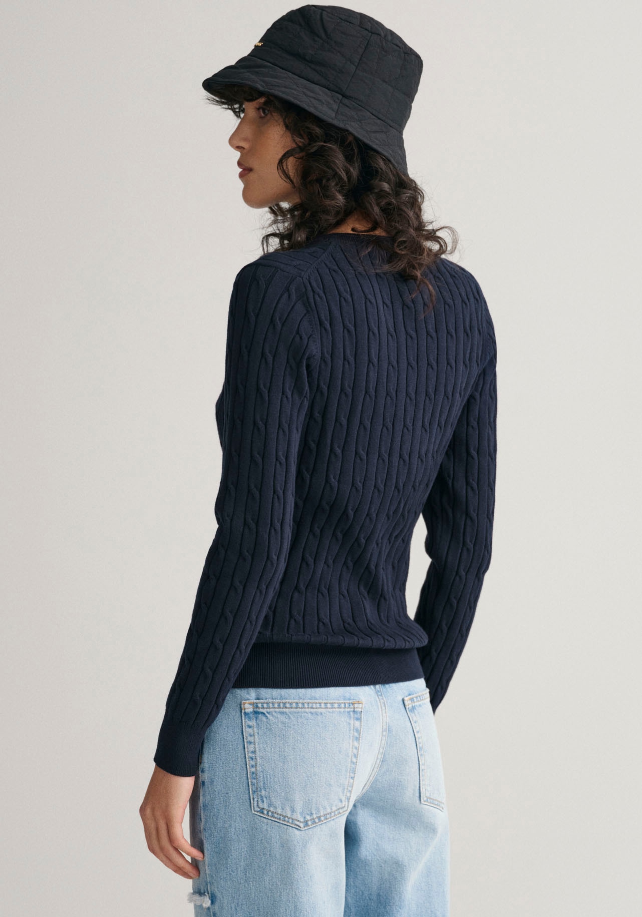 Gant Sweater "Strickpullover STRETCH COTTON CABLE V-NECK" günstig online kaufen