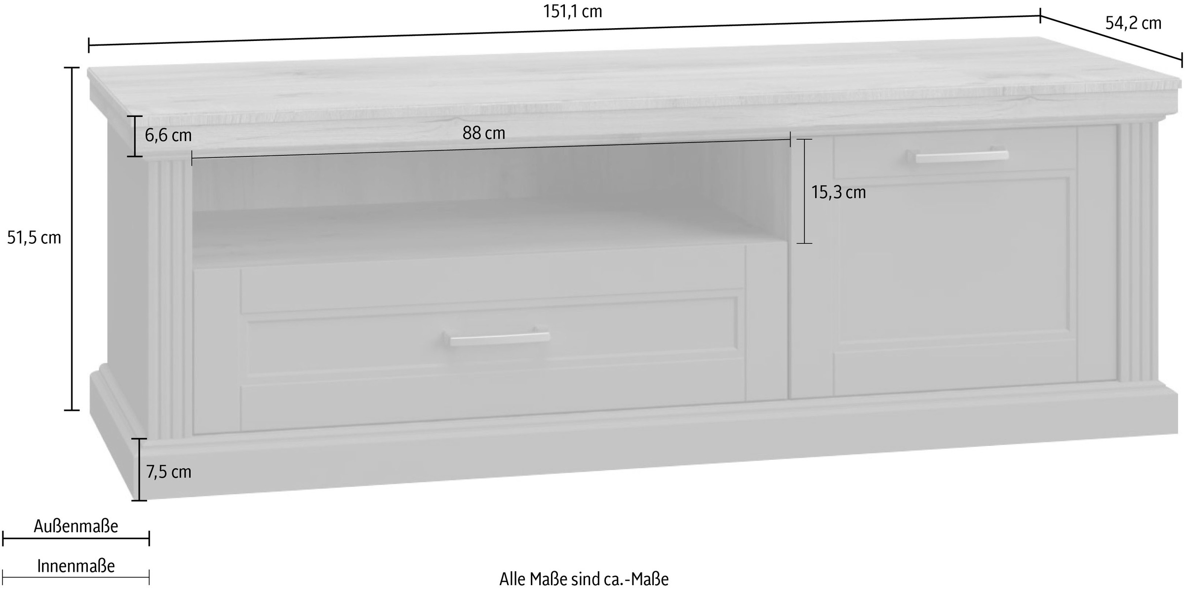 Home affaire TV-Board »Tara«, lackiert mit wasserbasiertem UV-Lack, mit Soft-Close-Funktion