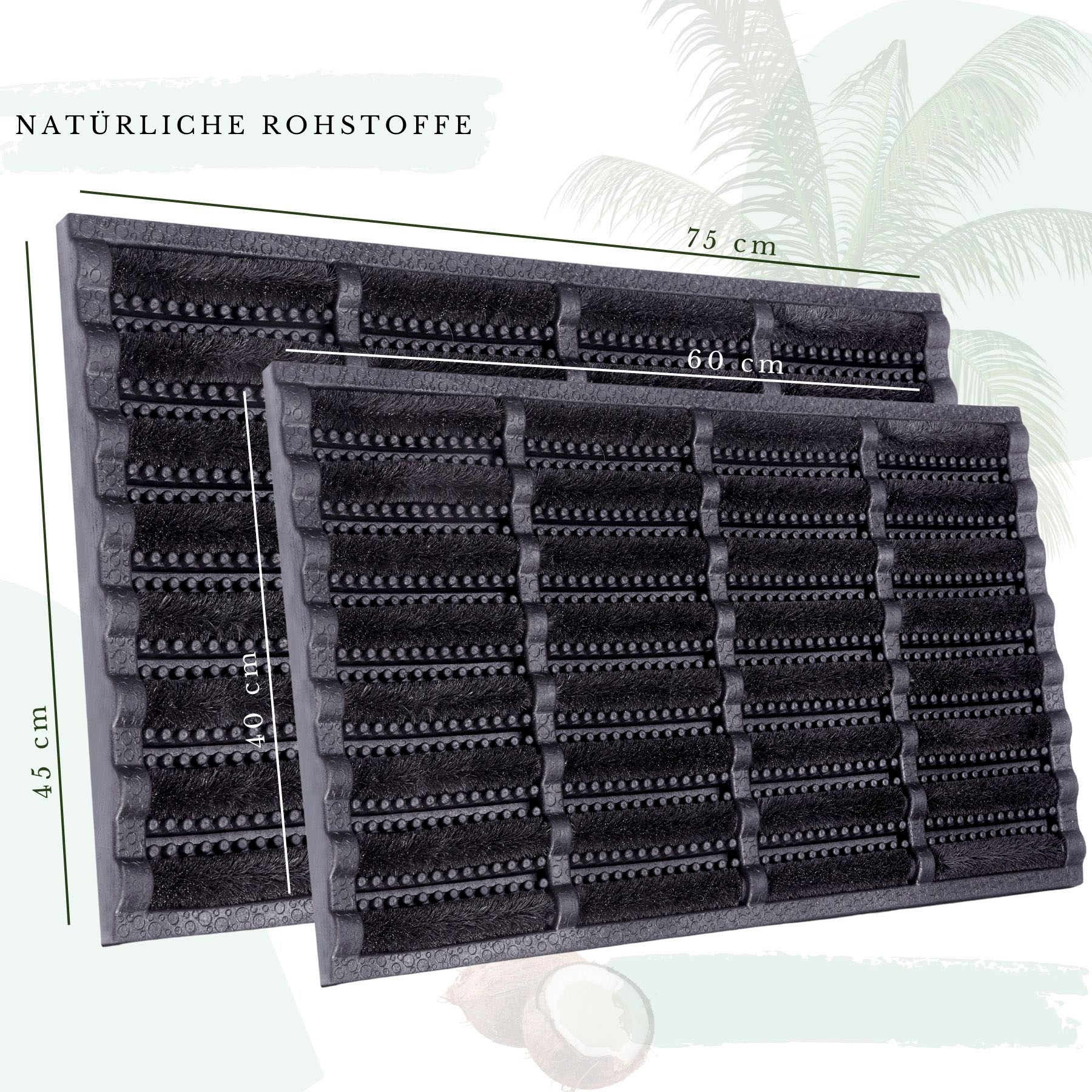 HANSE Home Fußmatte »Schmutzfangmatte Brushes Mat, Türmatte«, rechteckig, 25 mm Höhe, Kokos, Gummi, Schmutzfangmatte, Outdoor, Rutschfest, Innen, Kokosmatte