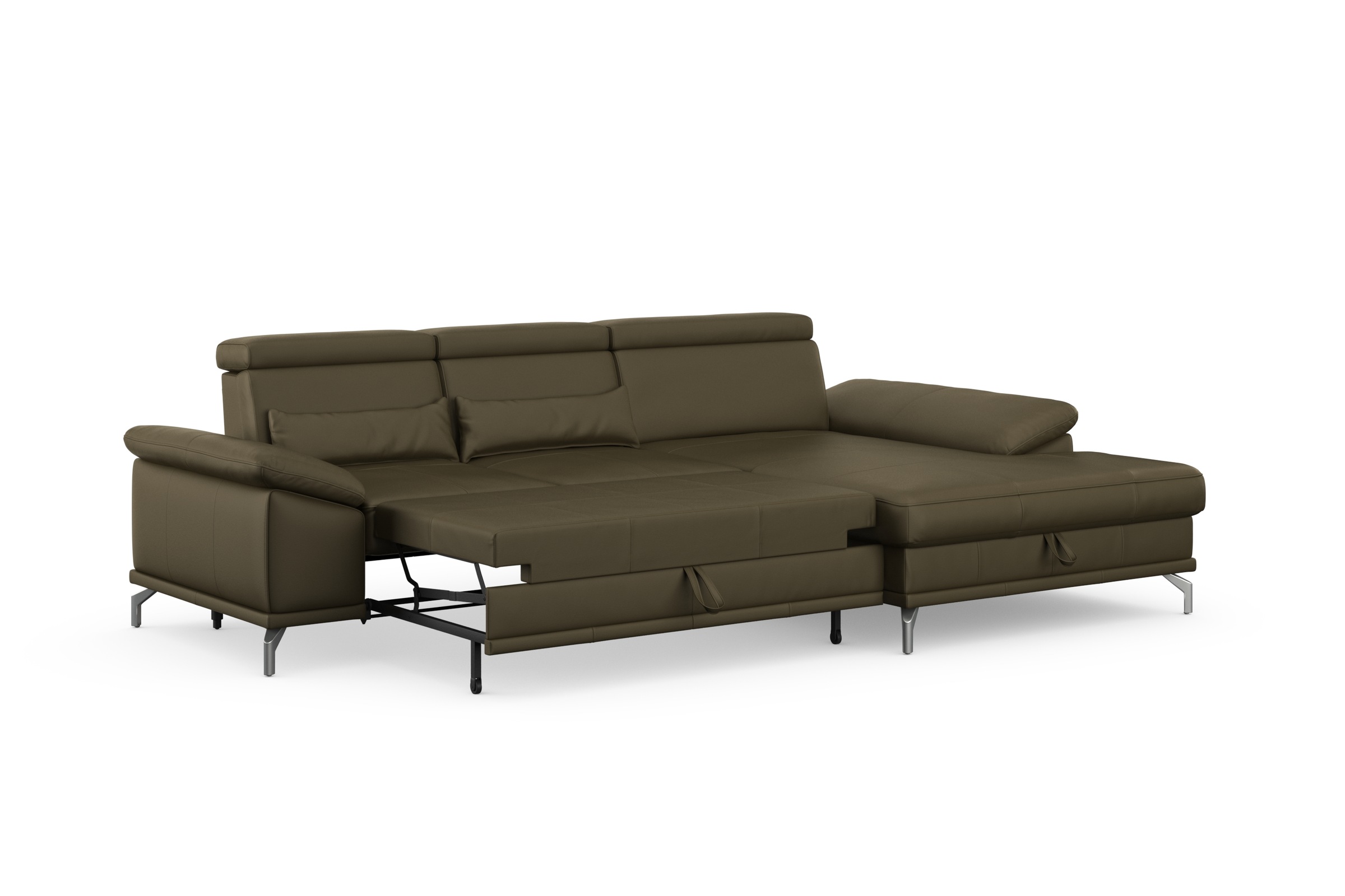 sit&more Ecksofa »Cabrio L-Form, mit Sitztiefenverstellung, Arm- und Kopfteilverstellung«, 2 Nierenkissen, Federkern, optional Bettfunktion und Stauraum