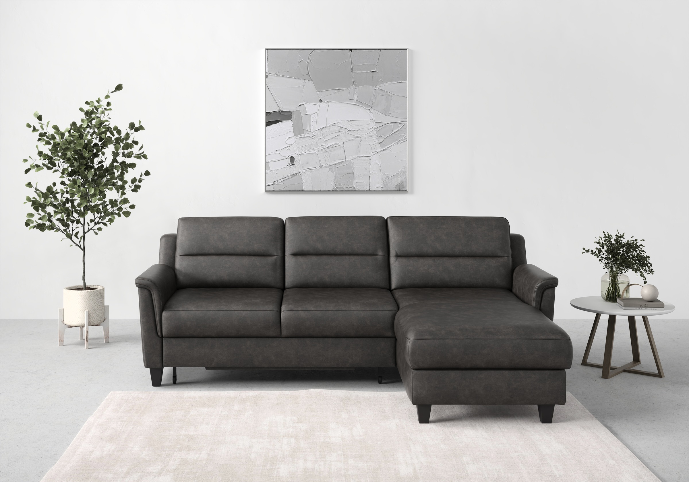 sit&more Ecksofa »Farö L-Form«, inklusive Federkern, wahlweise mit Bettfunktion und Bettkasten