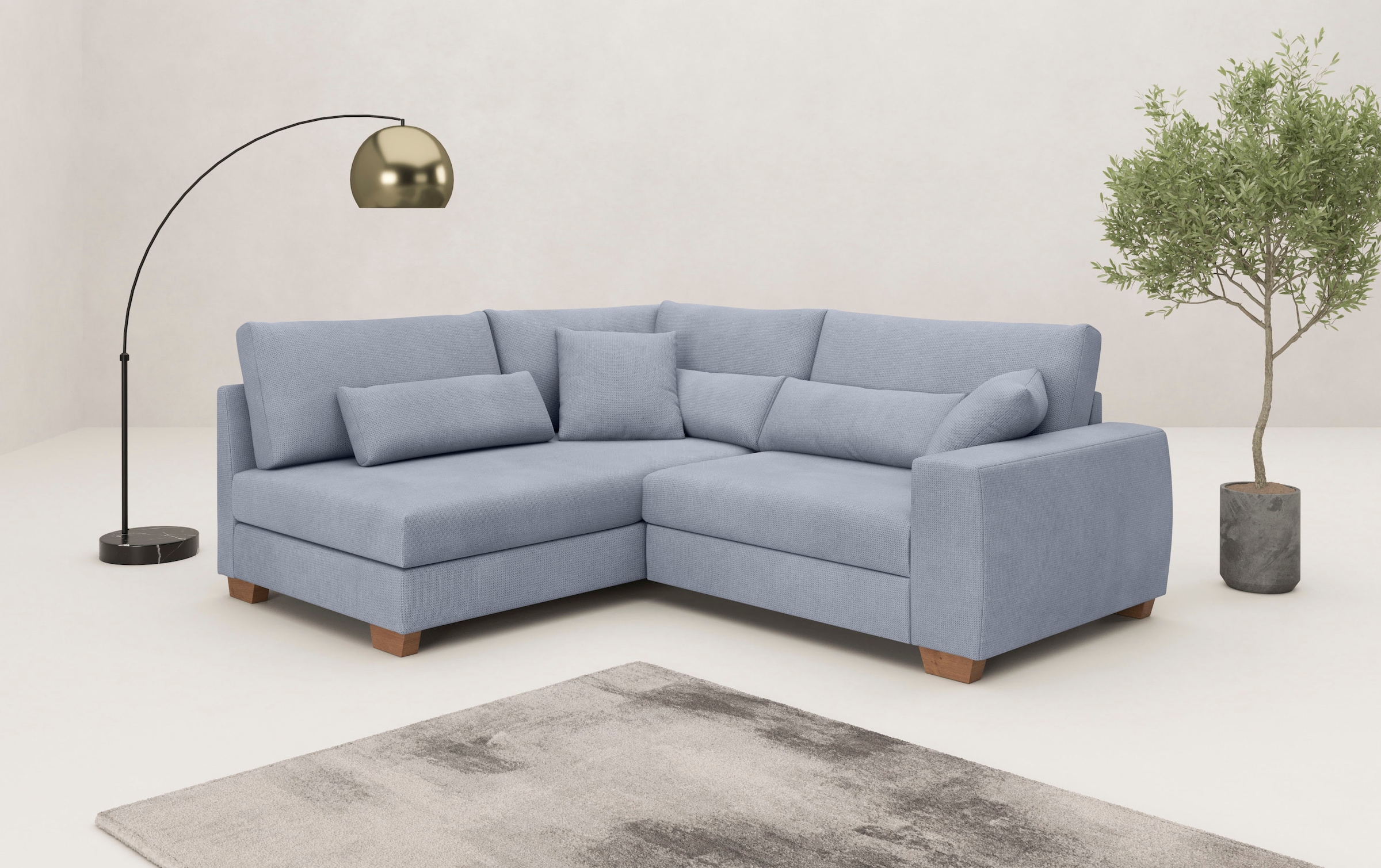 Mr. Couch Ecksofa "Hilla L-Form" Mit Federkern, wahlweise mit Bettfunktion günstig online kaufen