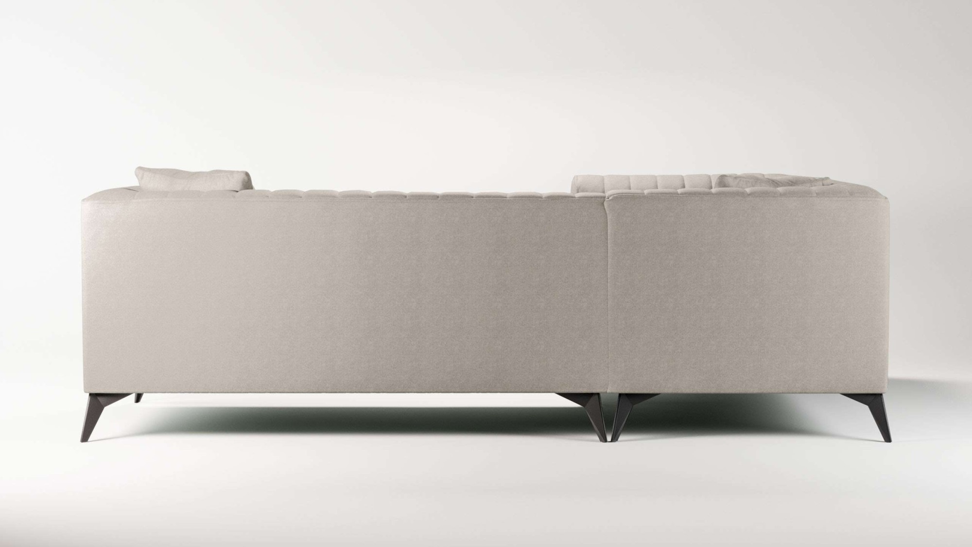 Places of Style Ecksofa »MATTHEW L-Form ideal für kleine Räume, Maße B/T/H: 240/167/74 cm«, elegantes Designsofa, Steppung im Rücken, incl. Zierkissen