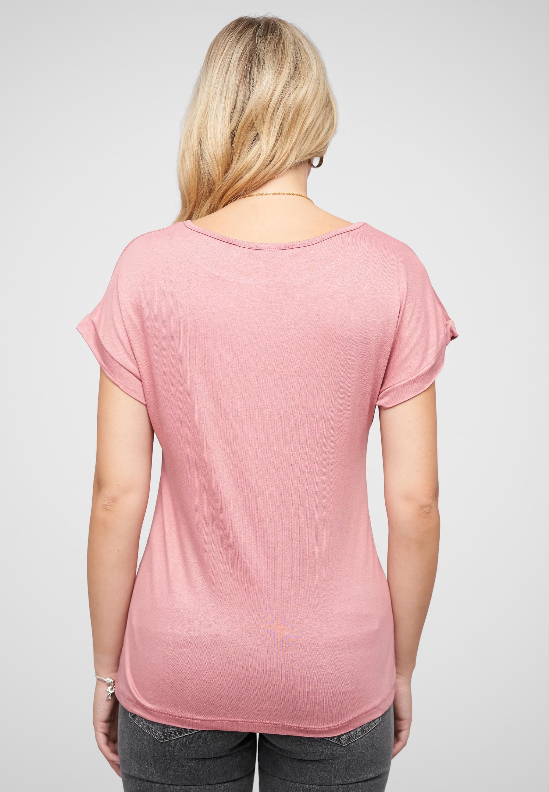 CLOUD 5IVE T-Shirt »CLOUD 5IVE Viskose T-Shirt mit Ärmelumschlag und Rundhals« 1 Stk.