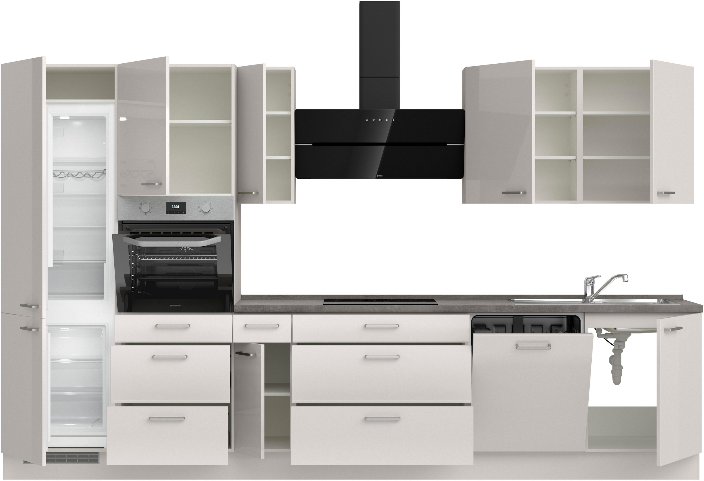 nobilia® Küchenzeile »"Flash II"«, vormontiert, Ausrichtung wählbar, Breite 360 cm, wahlw. mit E-Geräten