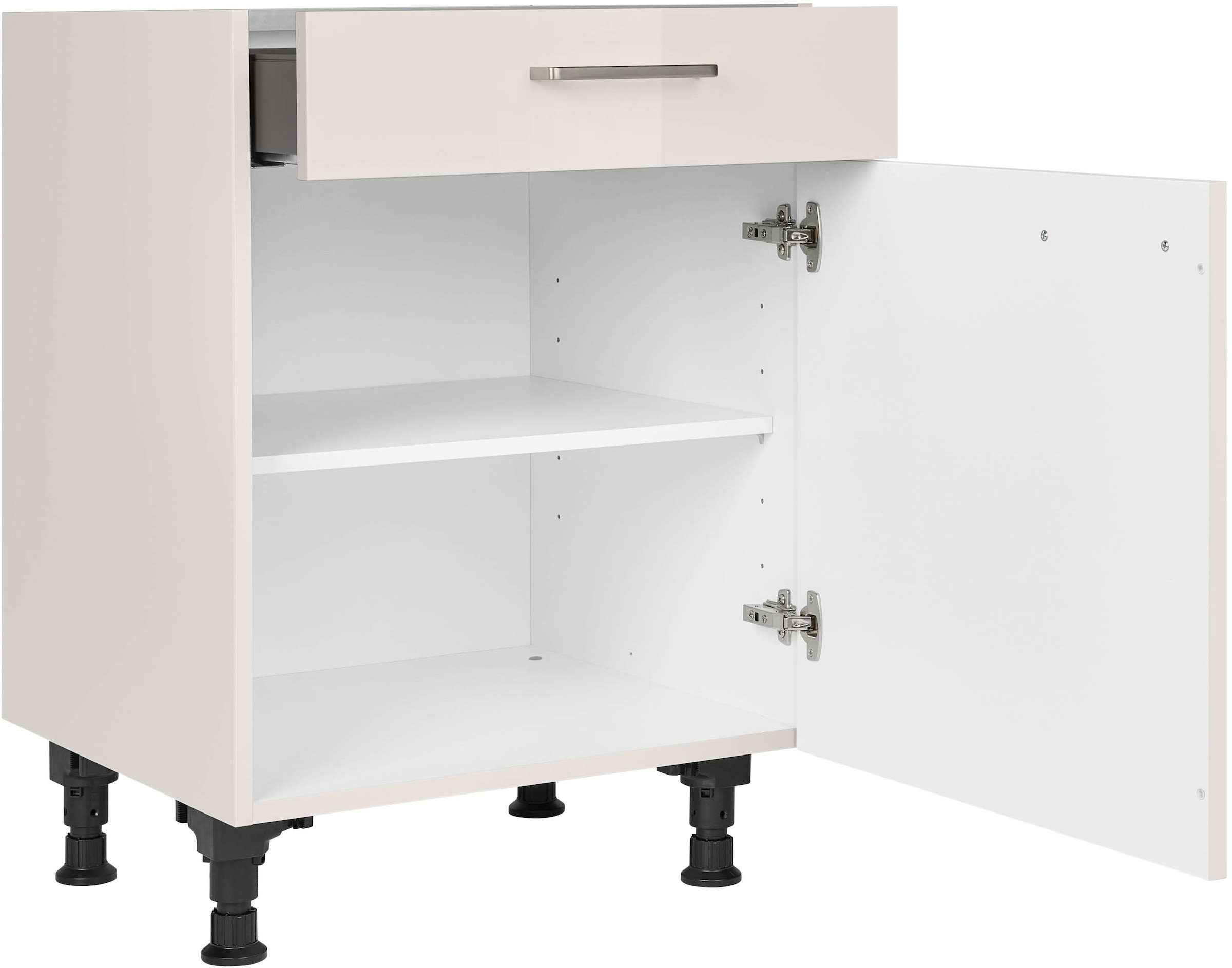 nobilia® Unterschrank »"Flash", Ausrichtung wählbar, vormontiert, in den Breiten 30, 45 und«, 60 cm, mit höhenverstellbaren Sockelfüßen, vormontiert