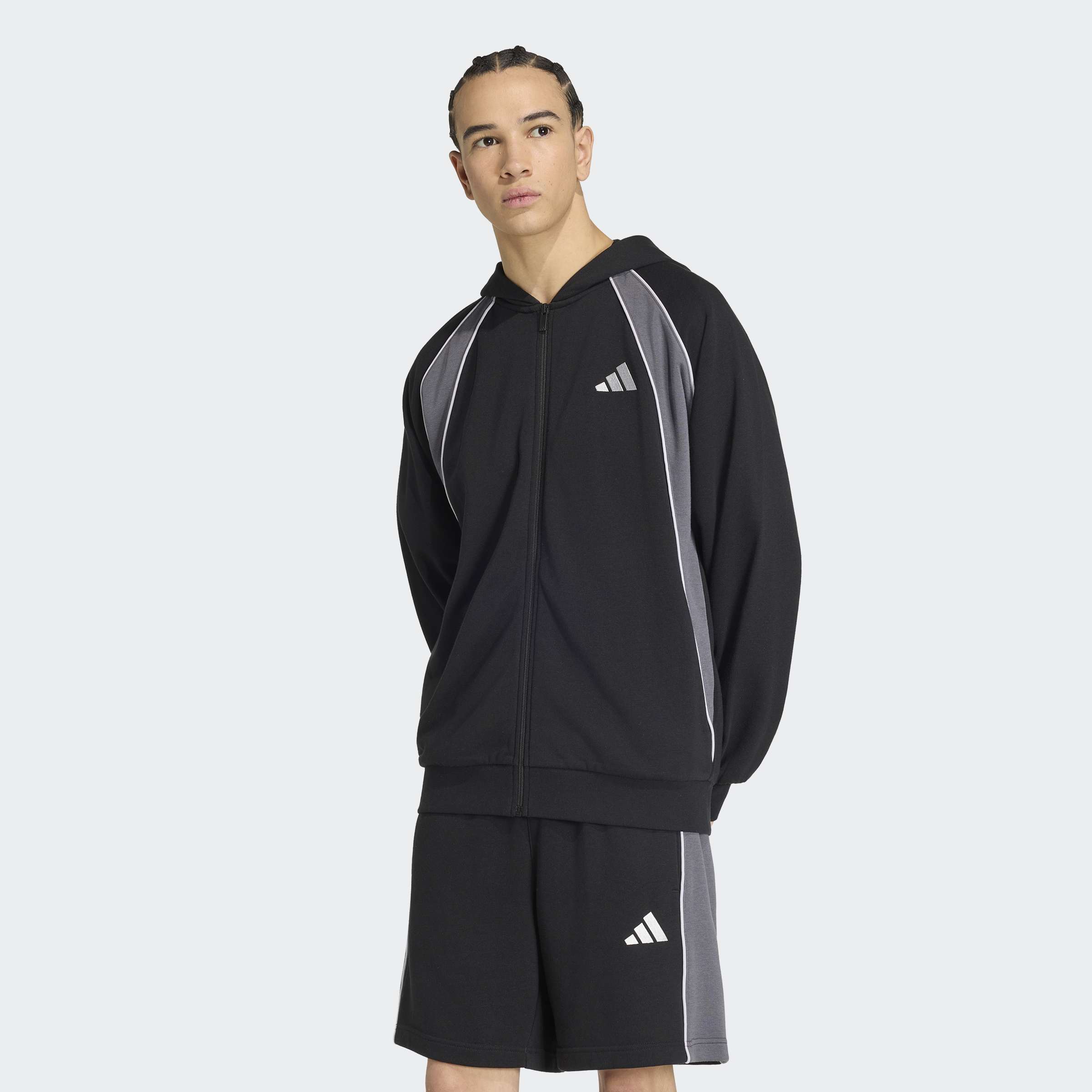 adidas Sportswear Kapuzensweatshirt "SEASONAL ESSENTIALS COLOUR BLOCK FRENCH TERRY FULL-ZIP HOODED TRACK", mit Reißverschluss, normale Schnittform