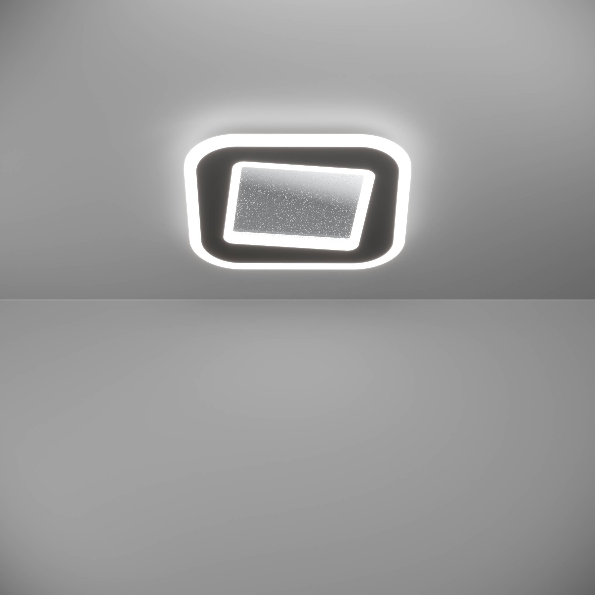 EGLO Deckenleuchte »Macchoni Deckenlampe, Kristall Deckenleuchte mit Fernbedienung, Lampe« LED-Modul 1 Stk. Kaltweiß | Neutralweiß | Warmweiß Wand-/Deckenleuchte - L38 x B38 x H5 cm - schwarz, weiß - 20W inkl.
