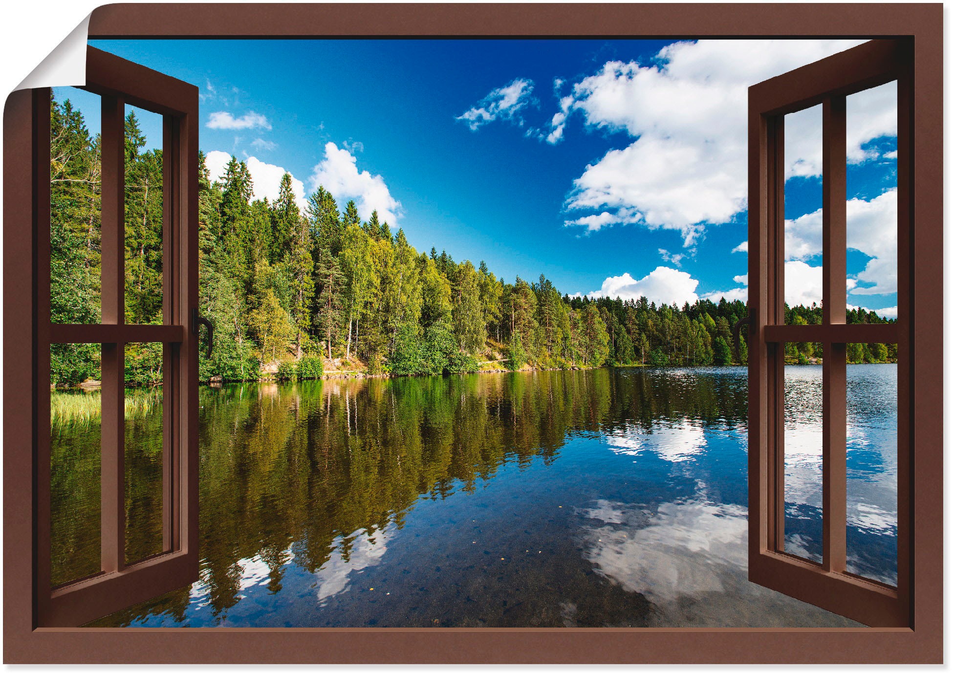 Wandaufkleber Größen in versch. Landschaft«, als kaufen oder BAUR »Fensterblick | (1 Poster Leinwandbild, Alubild, Artland St.), Norwegische Fensterblick, Wandbild