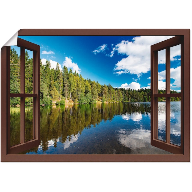 Artland Wandbild »Fensterblick Norwegische Landschaft«, Fensterblick, (1 St.),  als Alubild, Leinwandbild, Wandaufkleber oder Poster in versch. Größen  kaufen | BAUR