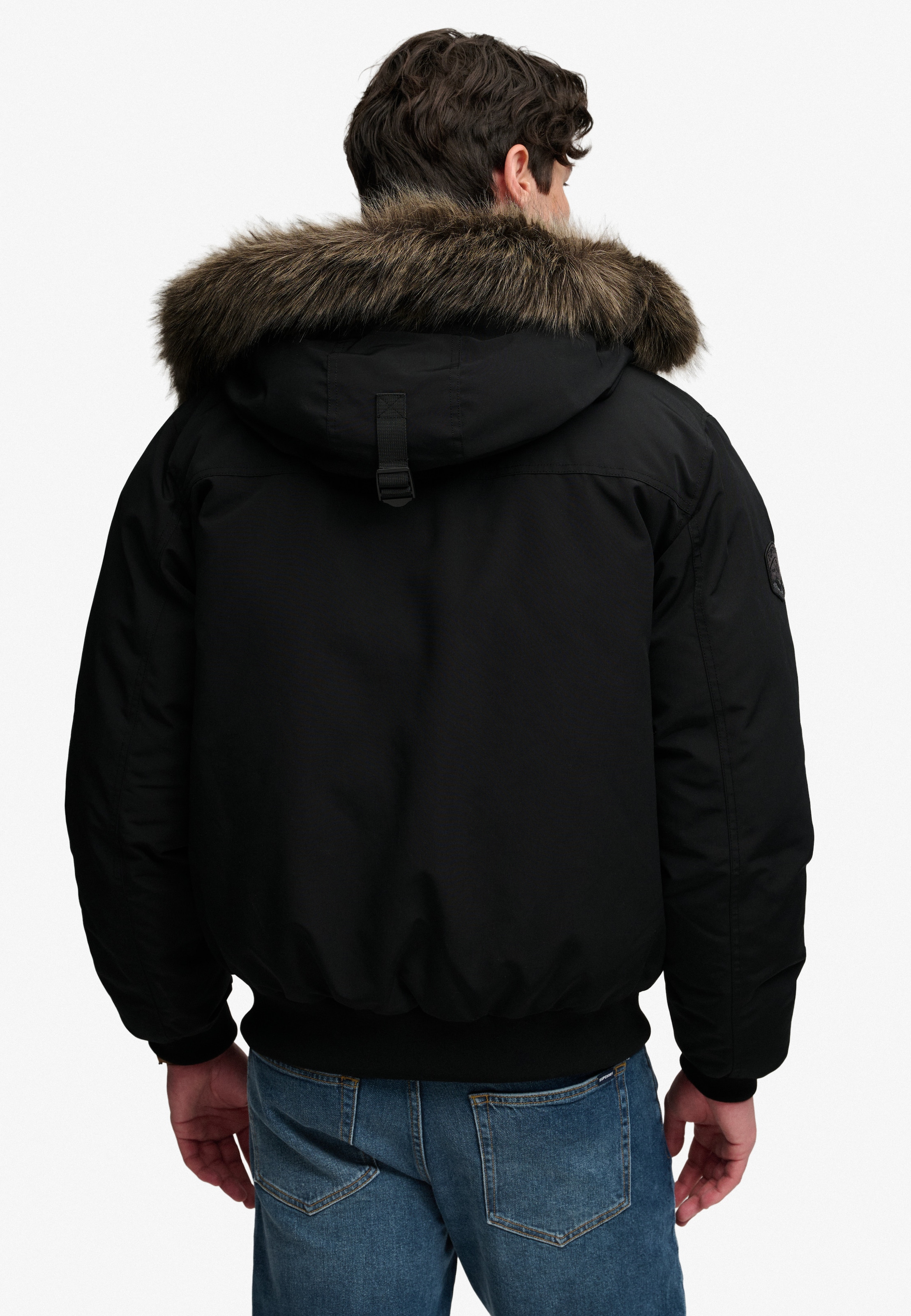 Superdry Bomberjacke »FAUX FUR EVEREST BOMBER JACKET« mit Kapuze Kunstfaser, relaxed fit