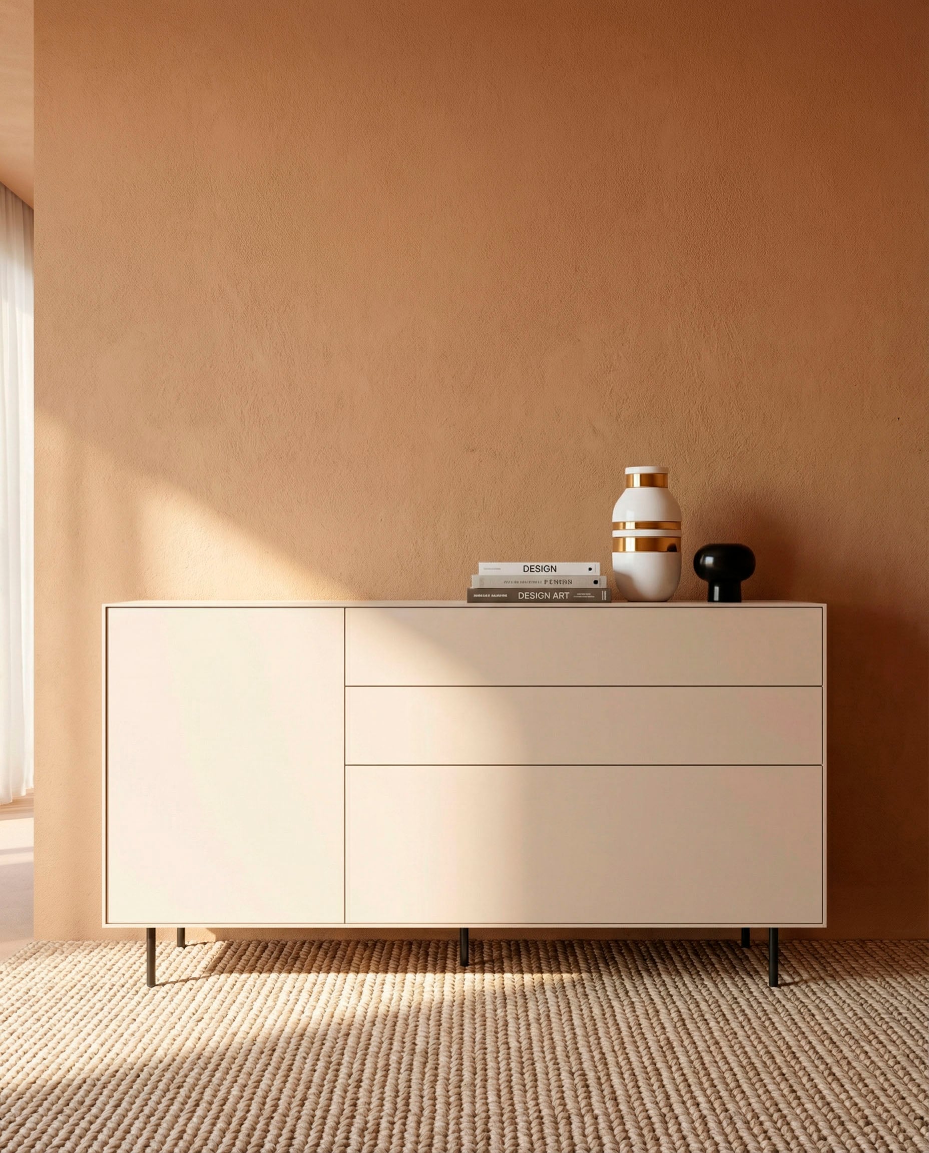 LeGer Home by Lena Gercke Sideboard "Essentials, Kommode, Anrichte, Kombikommode, Schrank mit Metallfüßen" Breite: 166 cm, UV lackiert, Push-to-open-Funktion