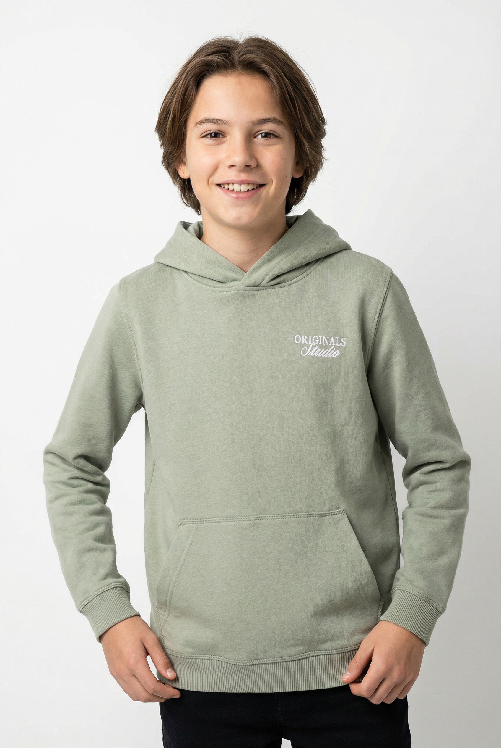 Jack & Jones Sweat à Capuche Norrebro Typo Back Seagrass 14 Années Garçons