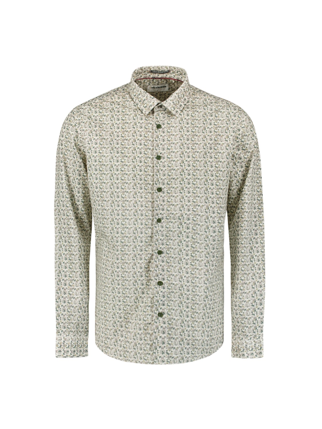 NO EXCESS Langarmhemd "No Excess Stretchhemd mit Print Shirt Stretch Allove günstig online kaufen