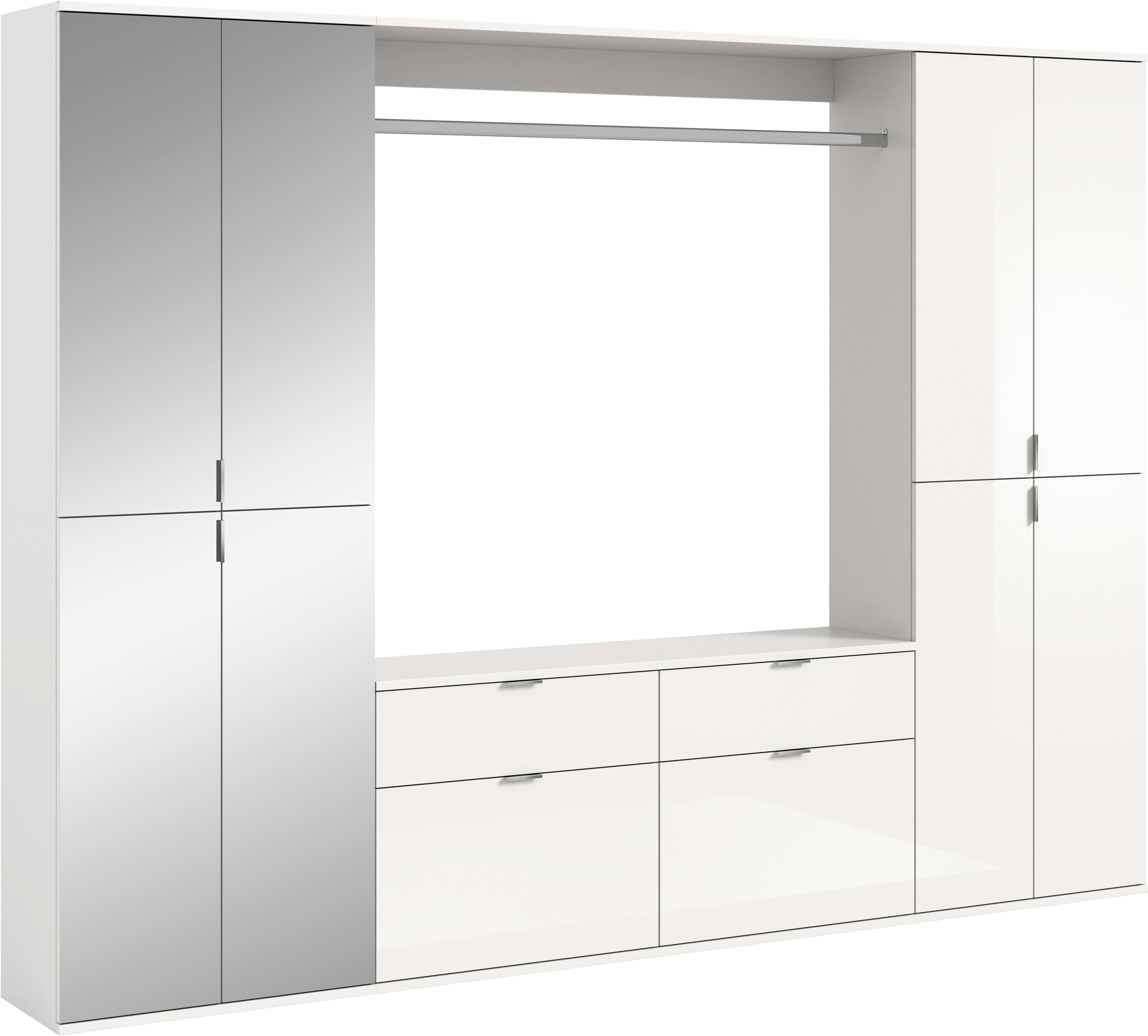 Home affaire Garderoben-Set "TRONDHEIM, 5-teilig, Breite 243cm, individuell platzier- & erweiterbar" Set, bestehend aus: 2x Garderobenschrank breit & 3-tlgs. Zwischenbauelement, 4 Stk. tlg.