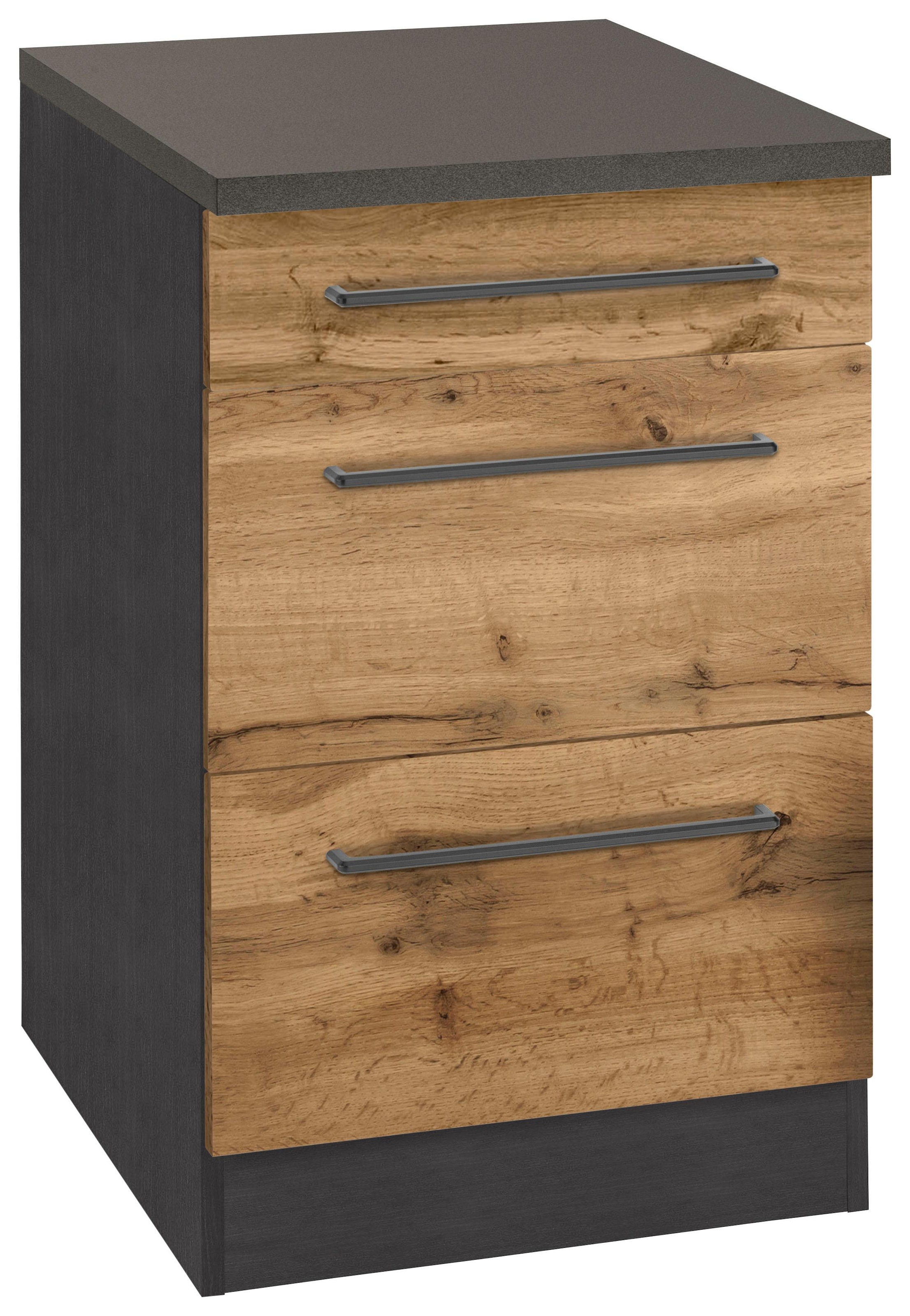 KOCHSTATION 1100000002199 "KS-Tulsa" 50 cm breit, 1 Schubkasten, 2 große Auszüge, Metallgriff, MDF Front
