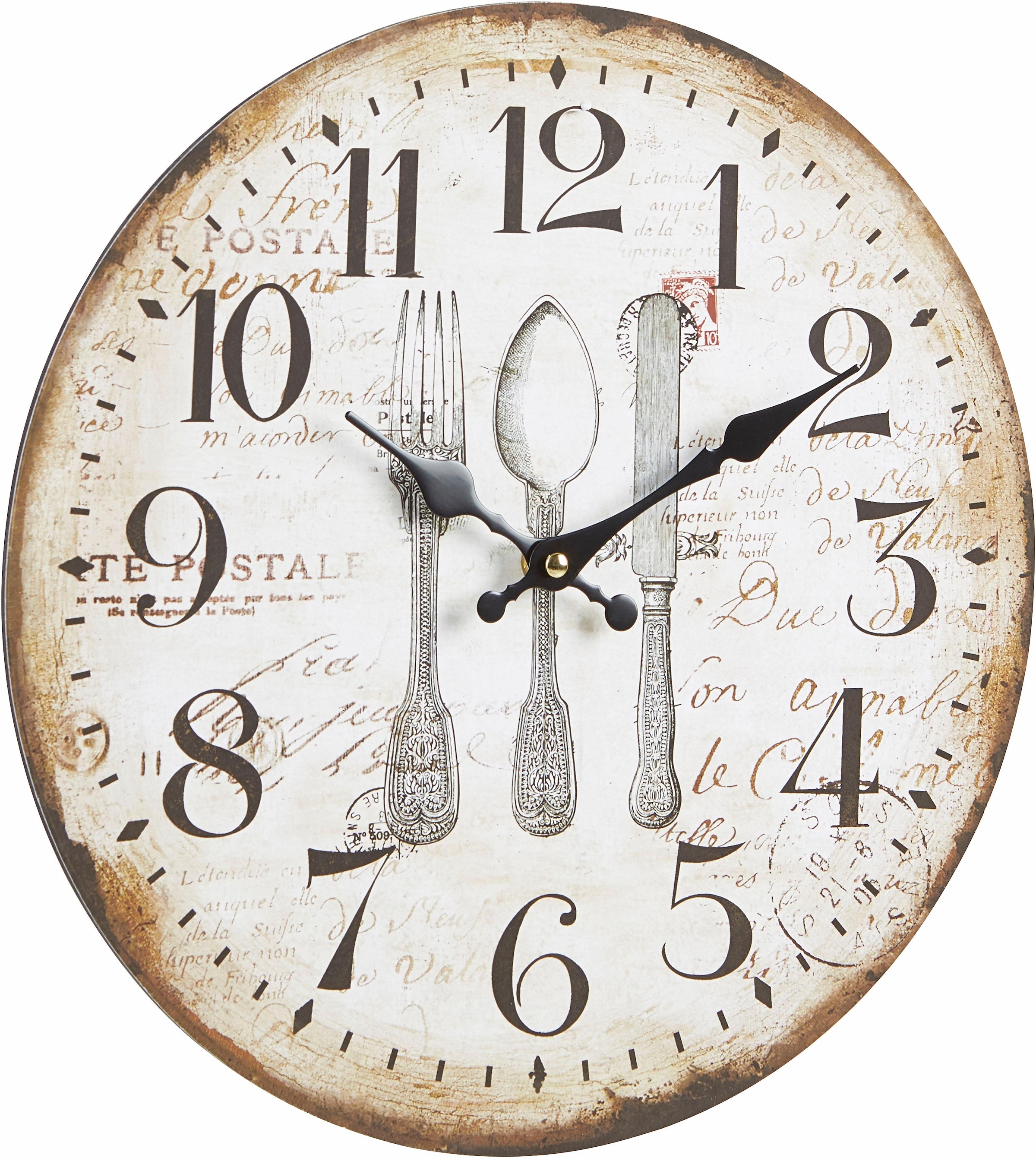 Home affaire Wanduhr ""Werant"" rund, Ø 34 cm, Vintage Optik, dekorativ in Küche & Wohnzimmer
