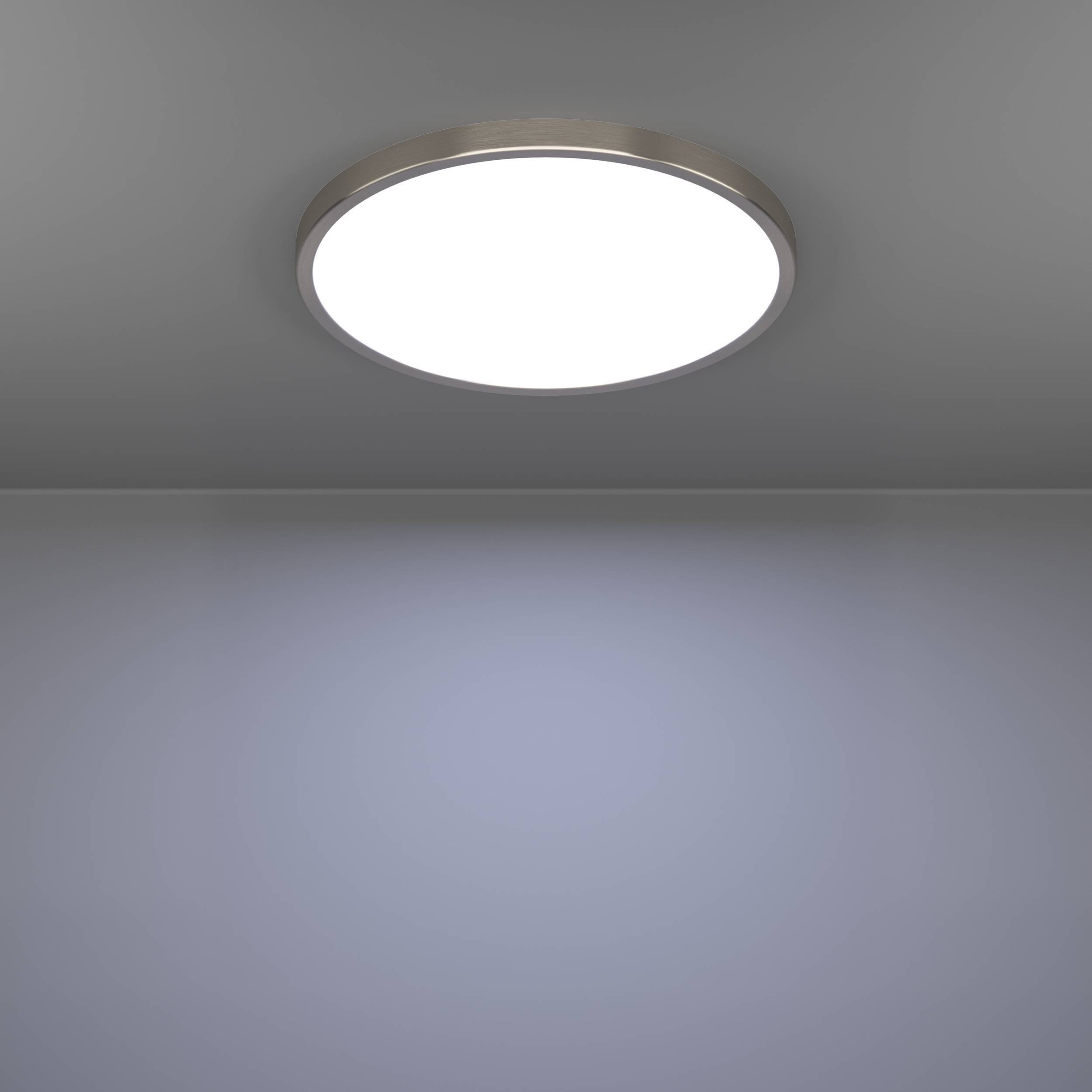 EGLO Aufbauleuchte »Fueva 6 Aufbaulampe, Metall und Kunststoff, silber, weiß, Deckenlampe« LED-Modul 1 Stk. Kaltweiß | Neutralweiß | Warmweiß Aufbauleuchte - H2,5 x Ø38,9 cm - nickel-matt - 17W inkl.
