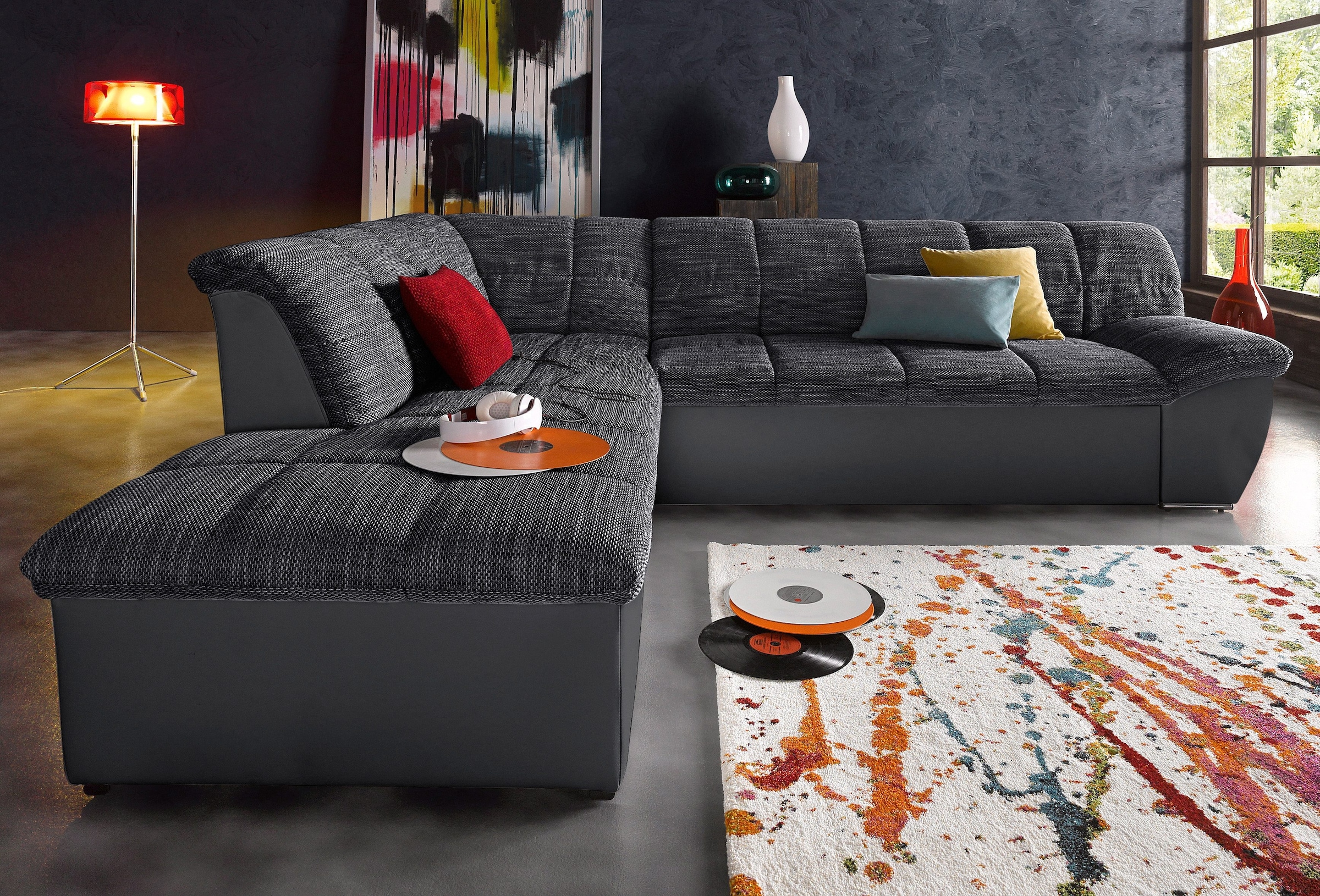 DOMO collection Ecksofa »Splash, aktuelle Sitz- und Rückensteppung, Materialmix, L-Form«, wahlweise mit Bettfunktion