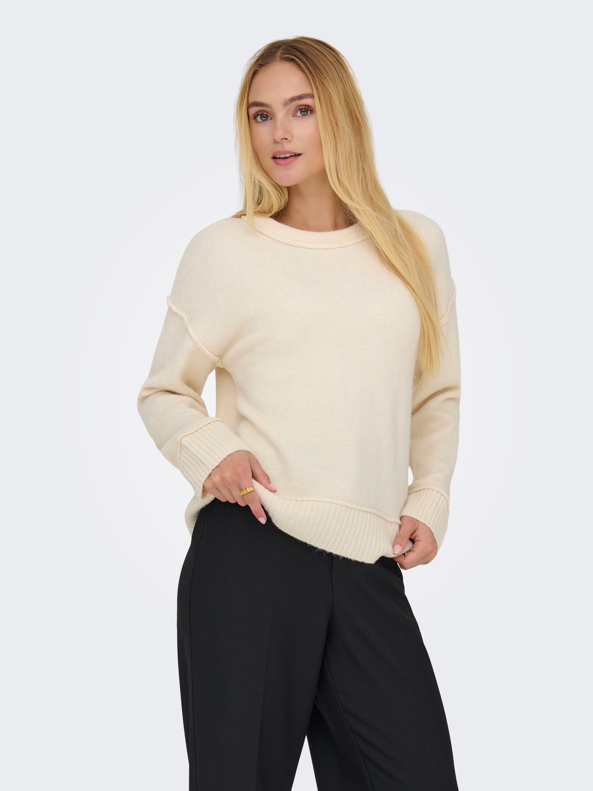 ONLY Strickpullover "ONLHAZEL LS DETAIL O-NECK BF KNT" günstig online kaufen