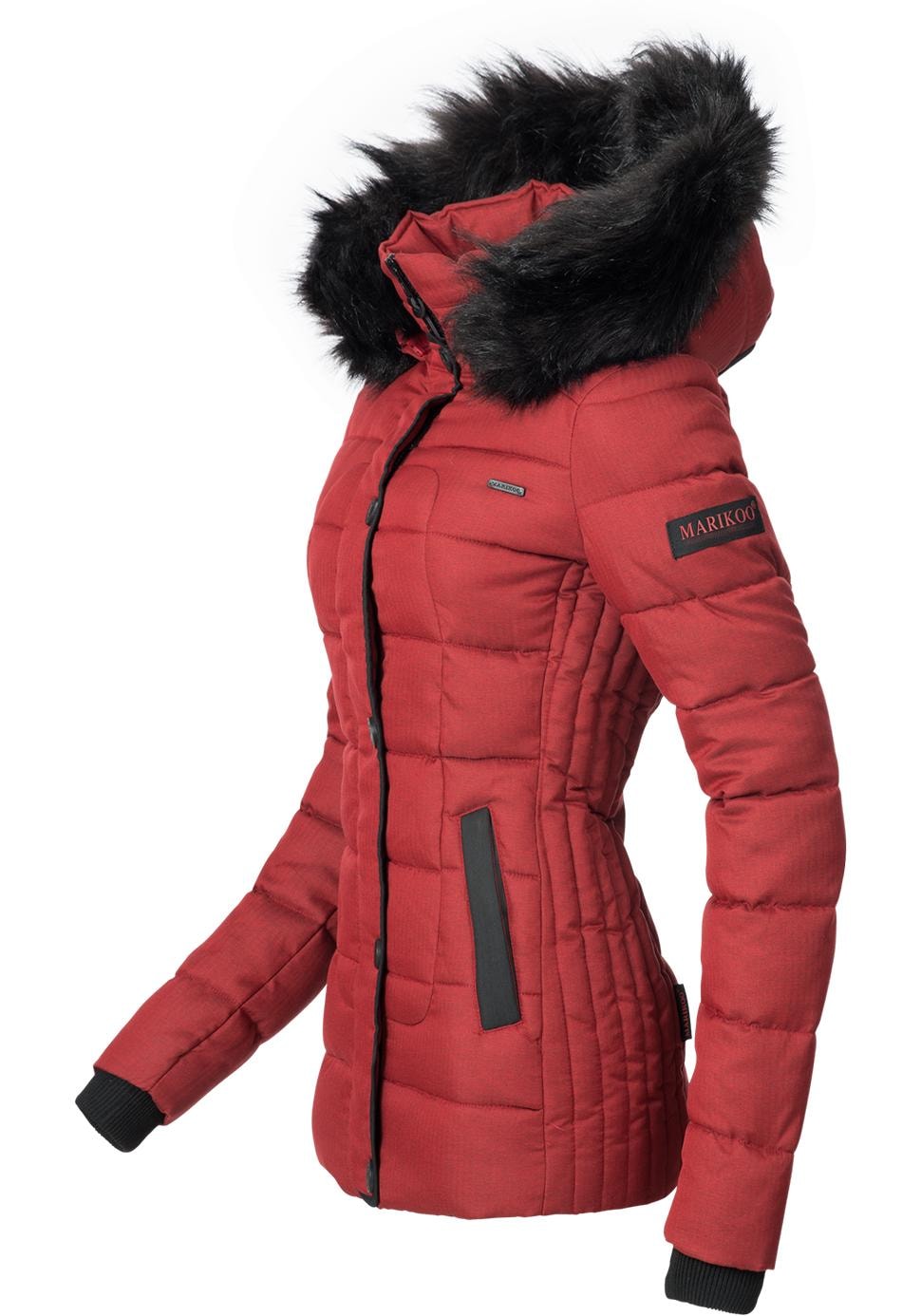 Marikoo Steppjacke »Unique«, mit Kapuze, modische Winterjacke mit Kunstpelz-Kapuze