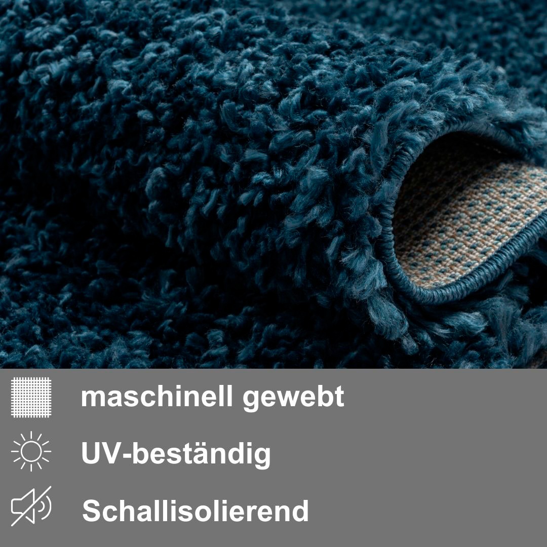 Myflair Möbel & Accessoires Hochflor-Bettumrandung »My Shaggy«, (3 tlg.), Shaggy, Uni-Farben, leicht glänzend, extra flauschig, Läufer-Set
