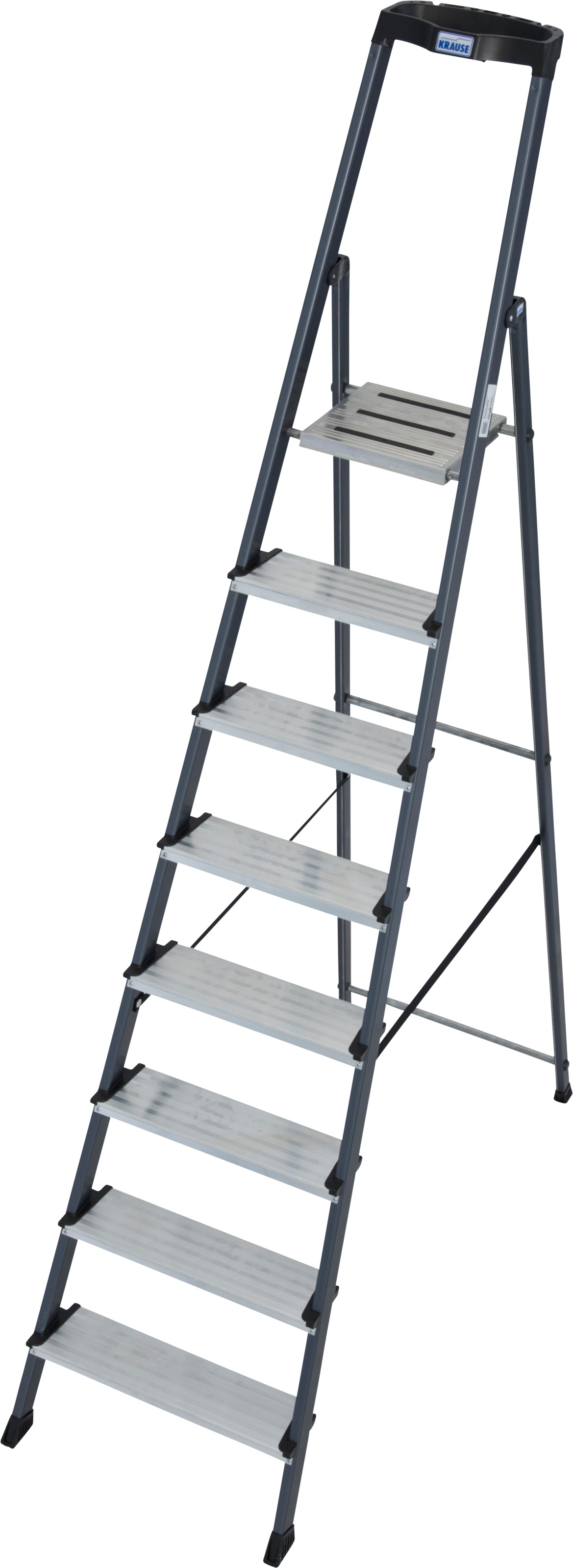 KRAUSE Stehleiter "Securo" Alu eloxiert, 1x8 Stufen, Arbeitshöhe ca. 370 cm