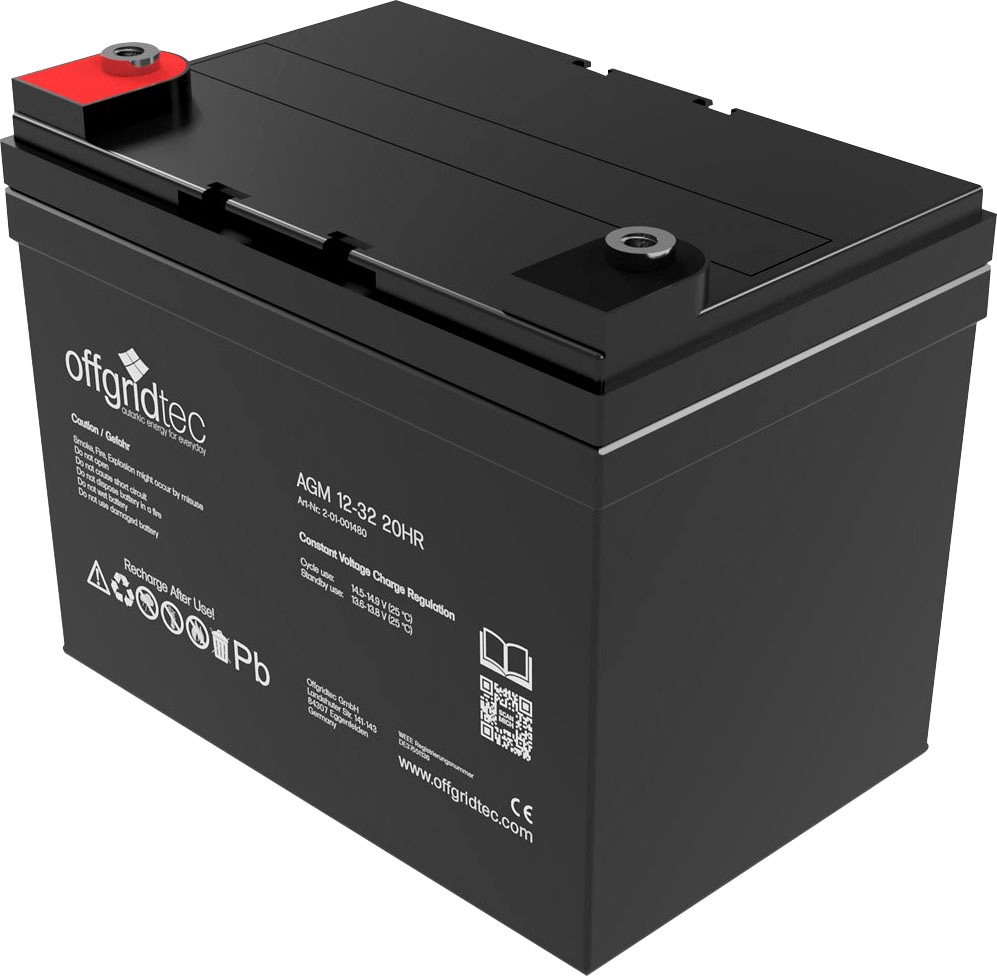 offgridtec Akku »AGM-Batterie 12V/32Ah 20HR«, 12 V, Solar Batterie Akku  Extrem zyklenfest online kaufen | BAUR | Standard-Akkus