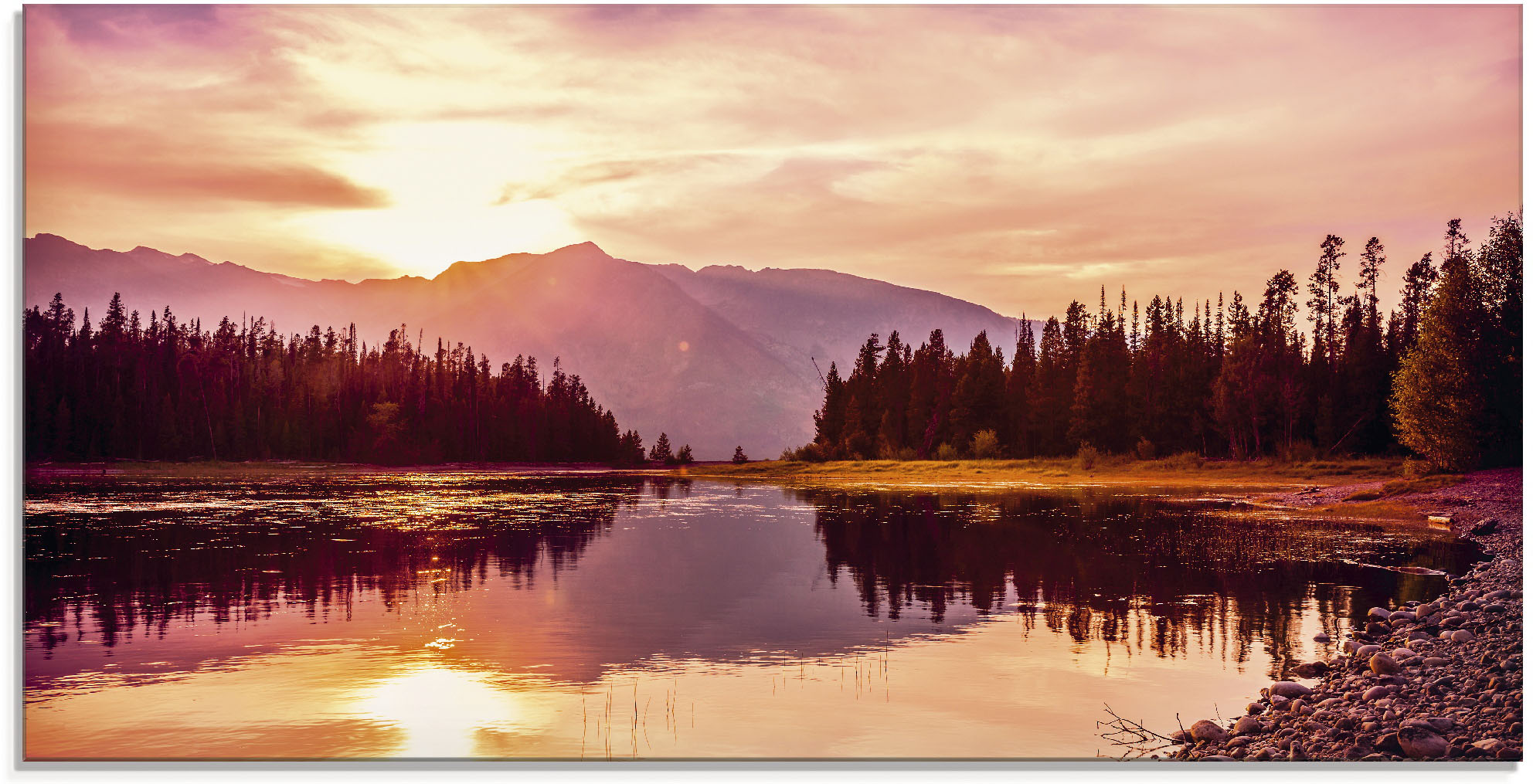 Artland Glasbild "Grand Teton Gebirge bei Sonnenuntergang" Sonnenaufgang & -untergang 1 Stk. tlg. in verschiedenen Größen