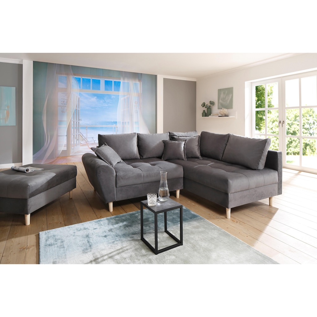 Home affaire Ecksofa »Rice«, (Set, mit Hocker)