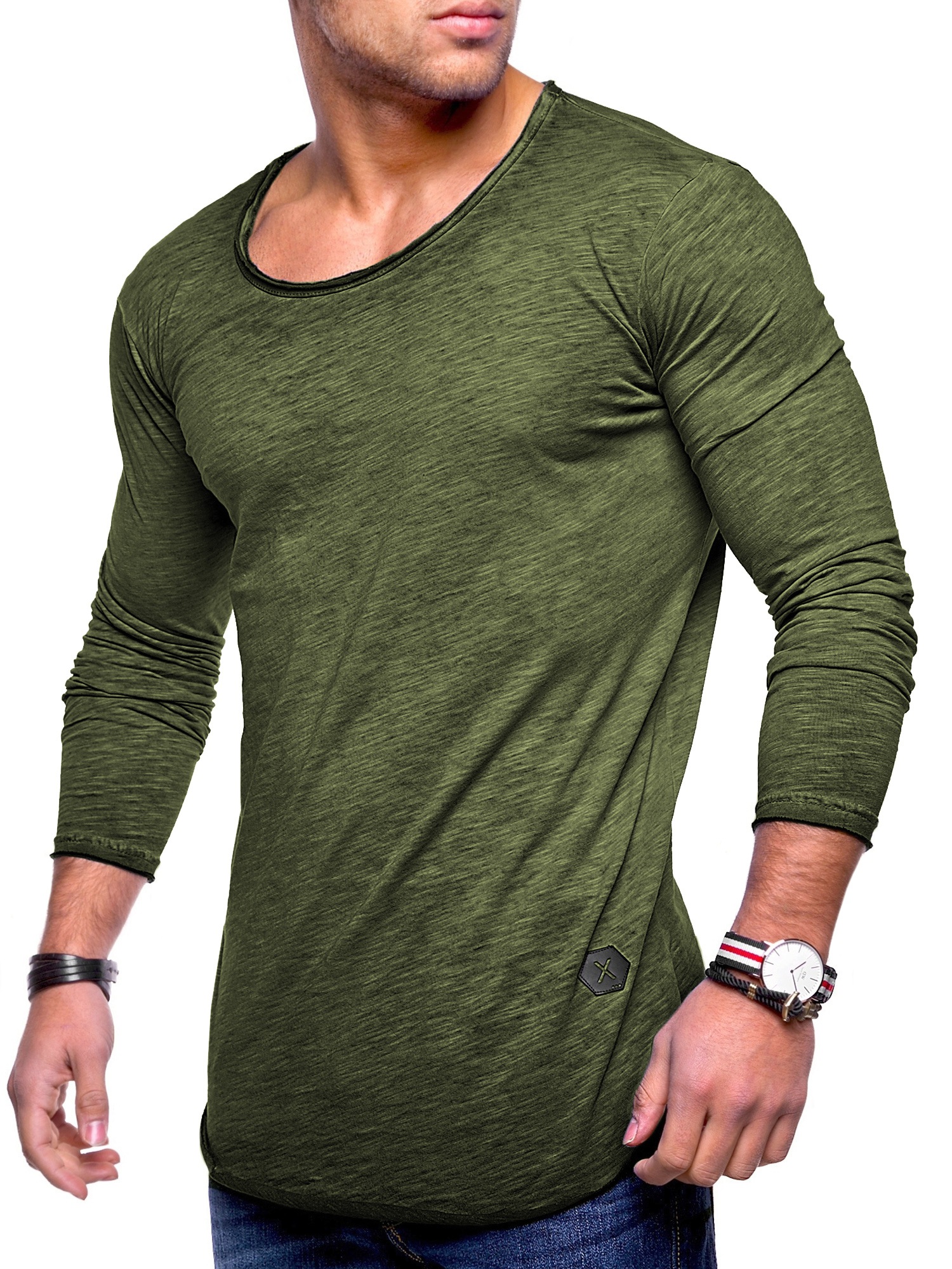 behype Langarmshirt "Dust L/S", mit weitem Halsausschnitt