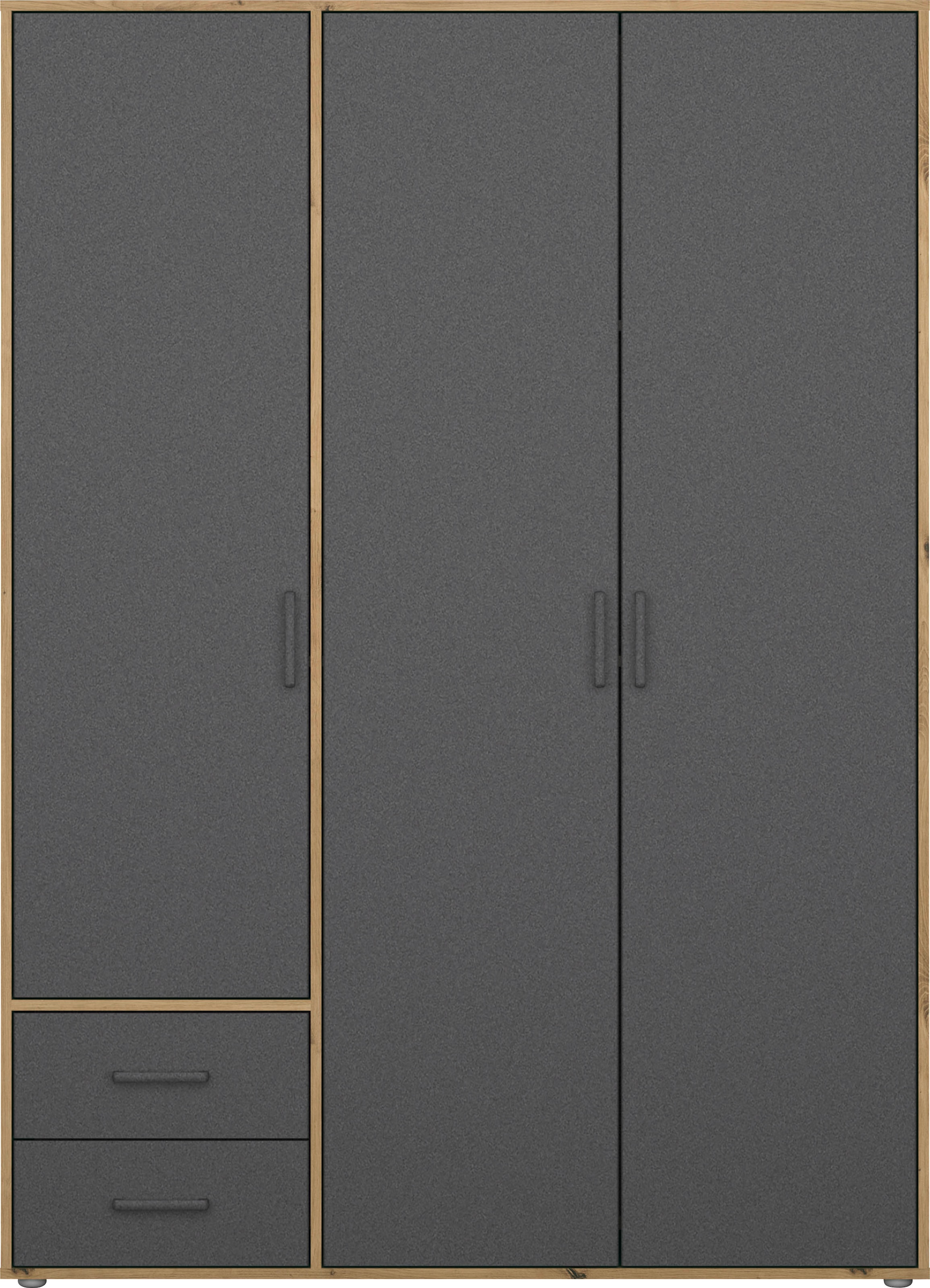 rauch Drehtürenschrank »Kleiderschrank Schrank Garderobe Wäscheschrank VOYAGER«, (in 3 verschiedenen Ausstattungen BASIC/CLASSIC/PREMIUM), moderne Griffe in Graumetallic mit Außenschubkästen MADE IN GERMANY