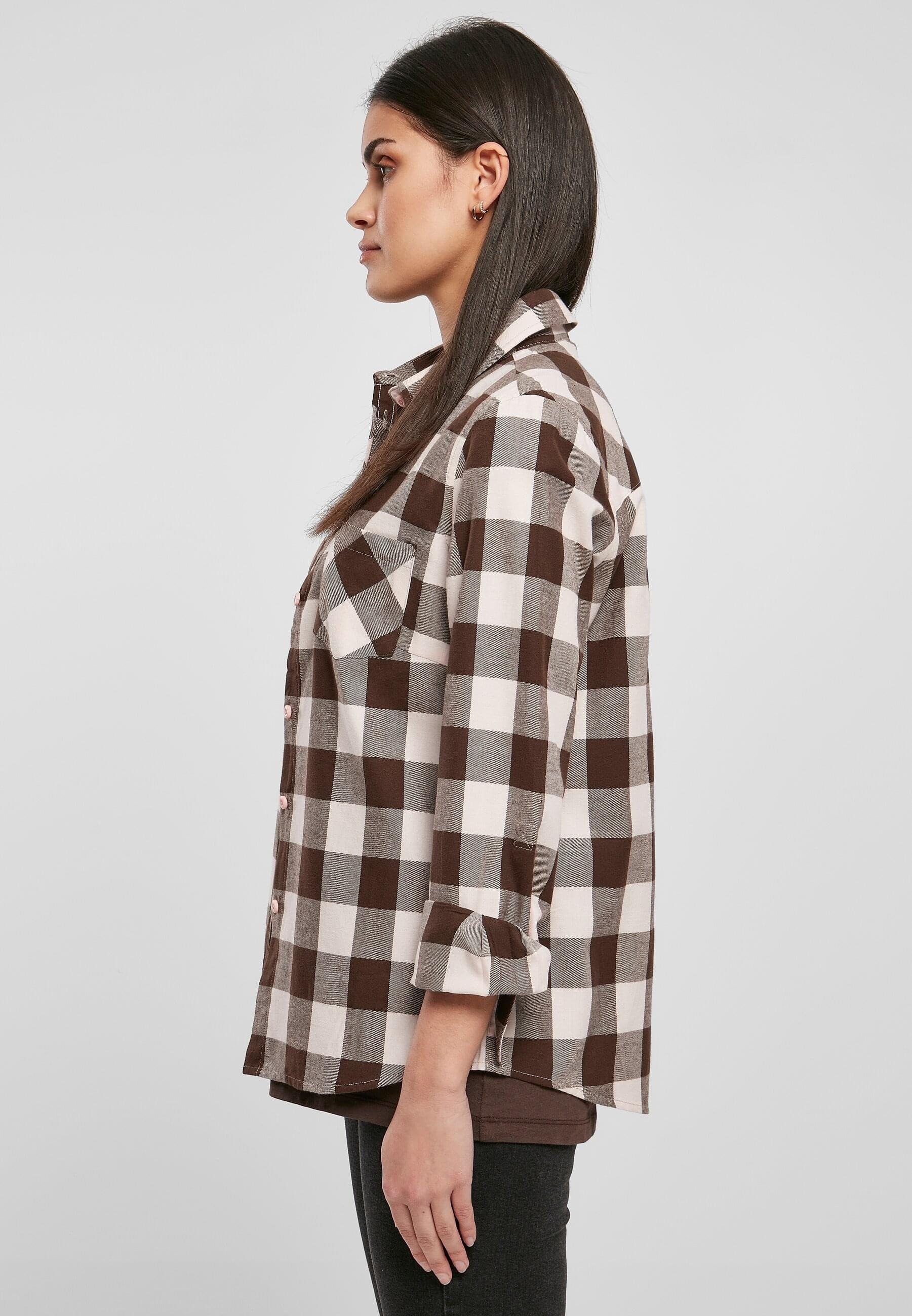 URBAN CLASSICS Langarmhemd »Urban Classics Damen Ladies Turnup Checked Flanell Shirt«, (1 tlg.)