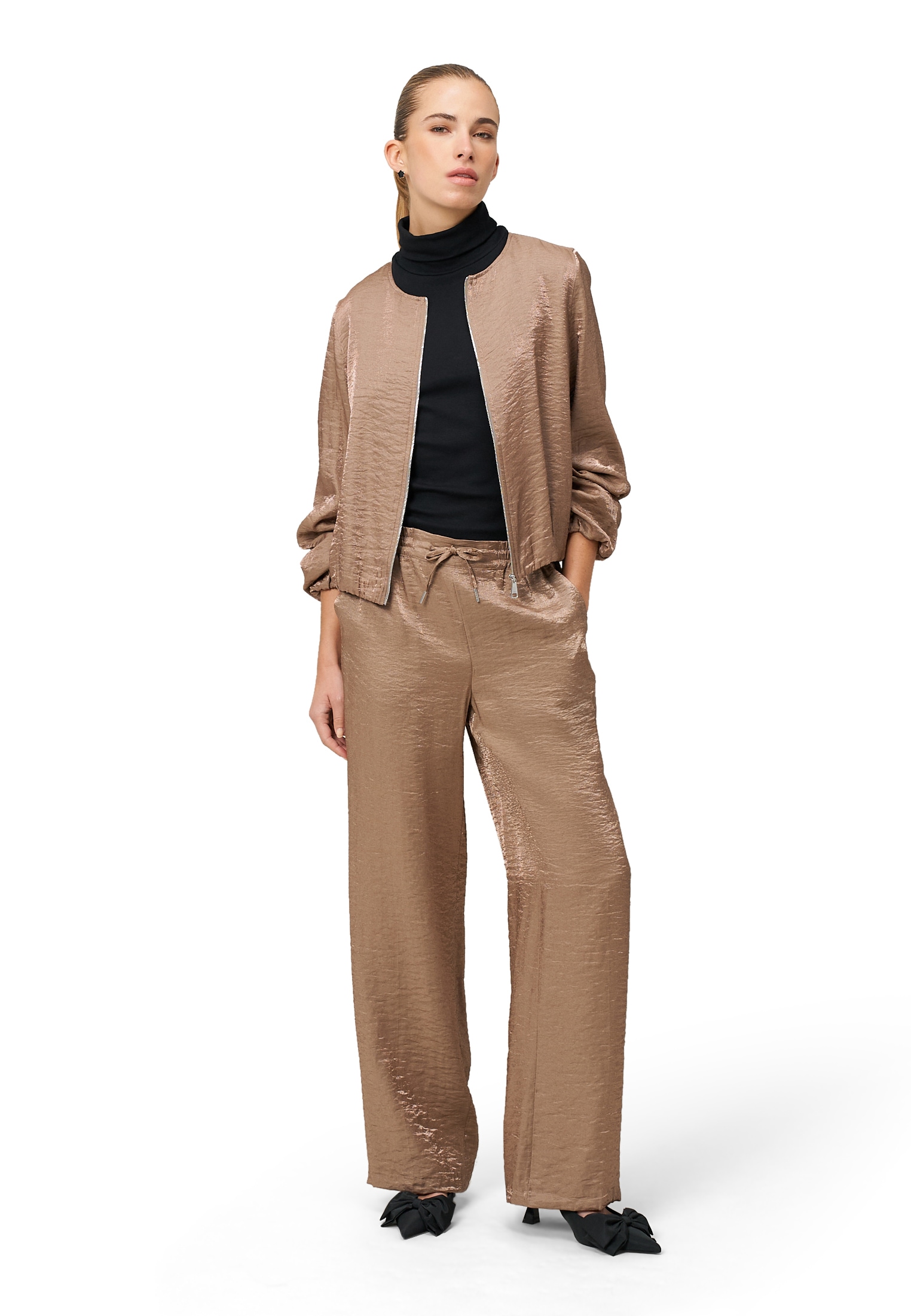 Zero Stoffhose »Damen mit Knittereffekt 30 Inch«  Bindedetail