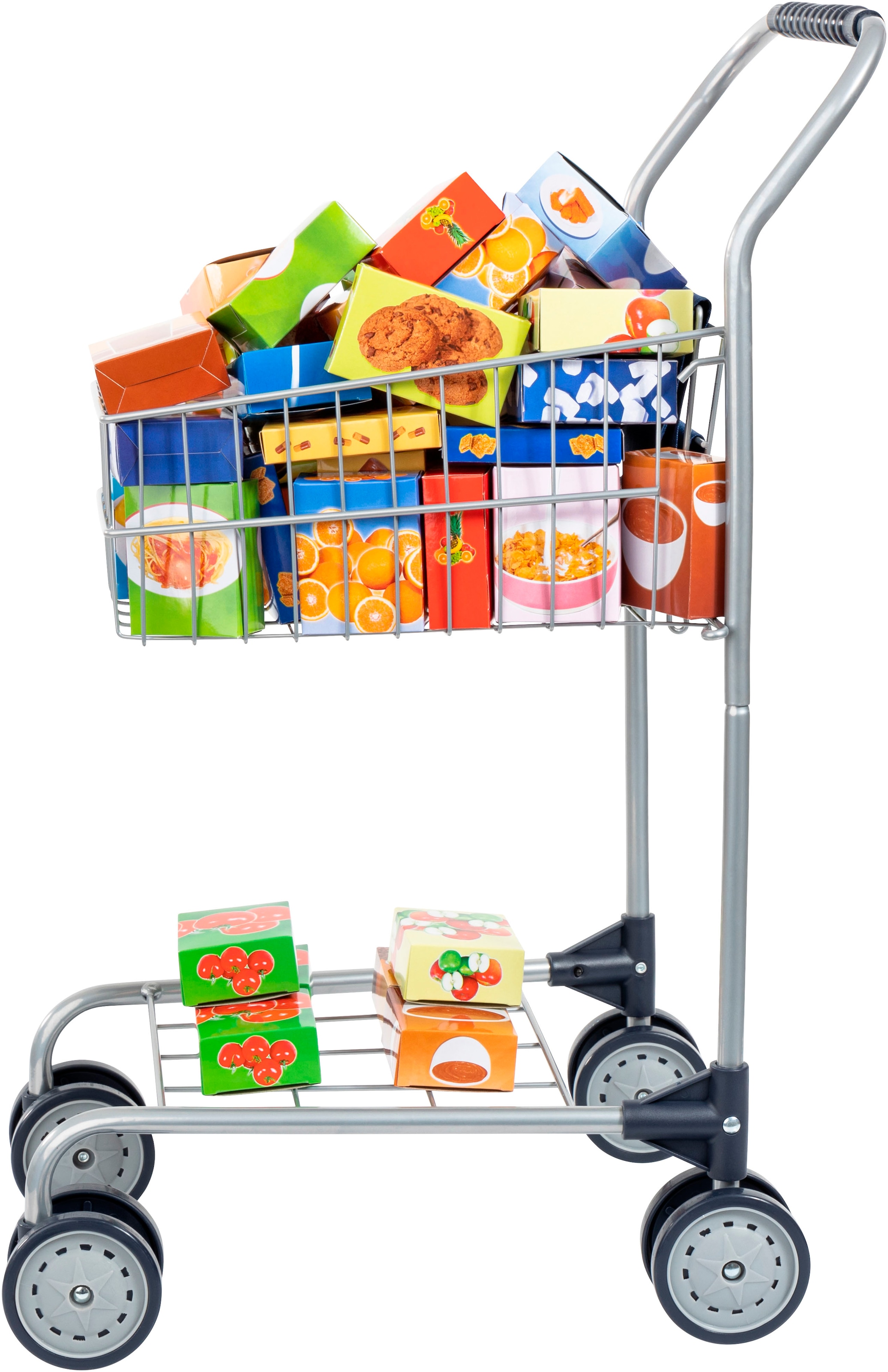 Bayer Spiel-Einkaufswagen mit lebensechten Spiellebensmitteln