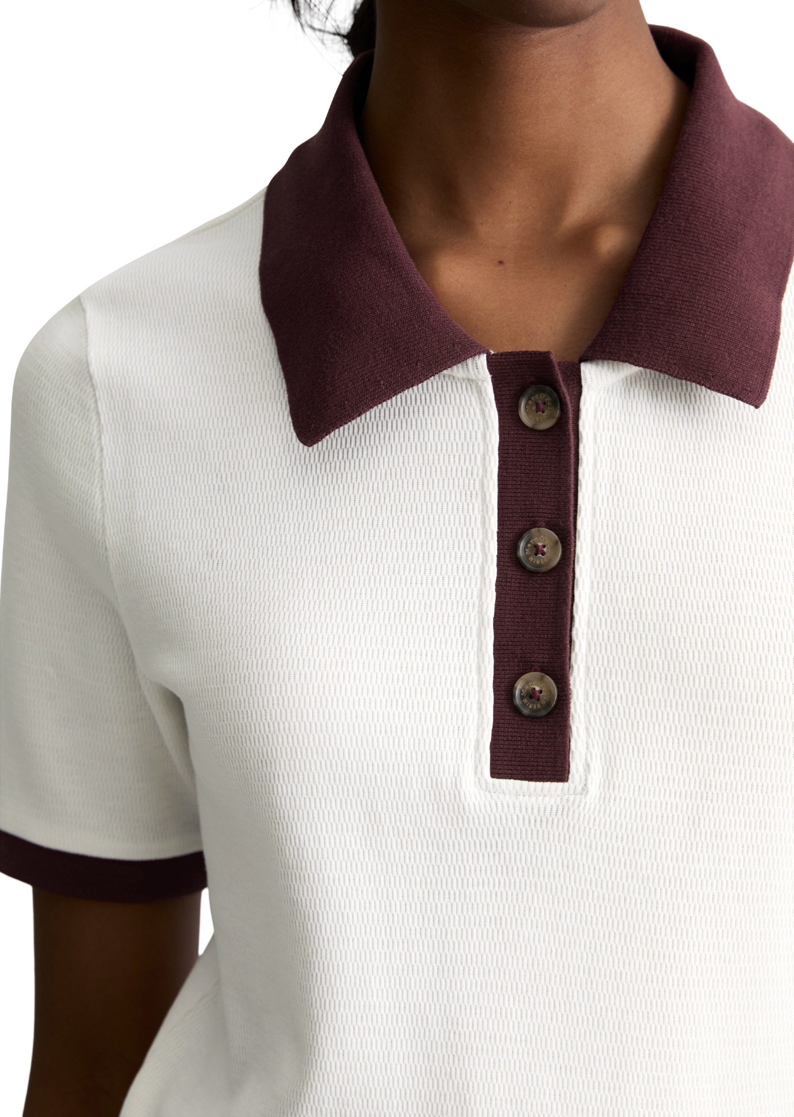 Poloshirt MARC O'POLO DENIM "aus reiner Bio-Baumwolle", Damen, Gr. XL, sanftes weiß, Obermaterial: 100% Baumwolle, unifarben, slim fit, normaler Saum, Shirts 3