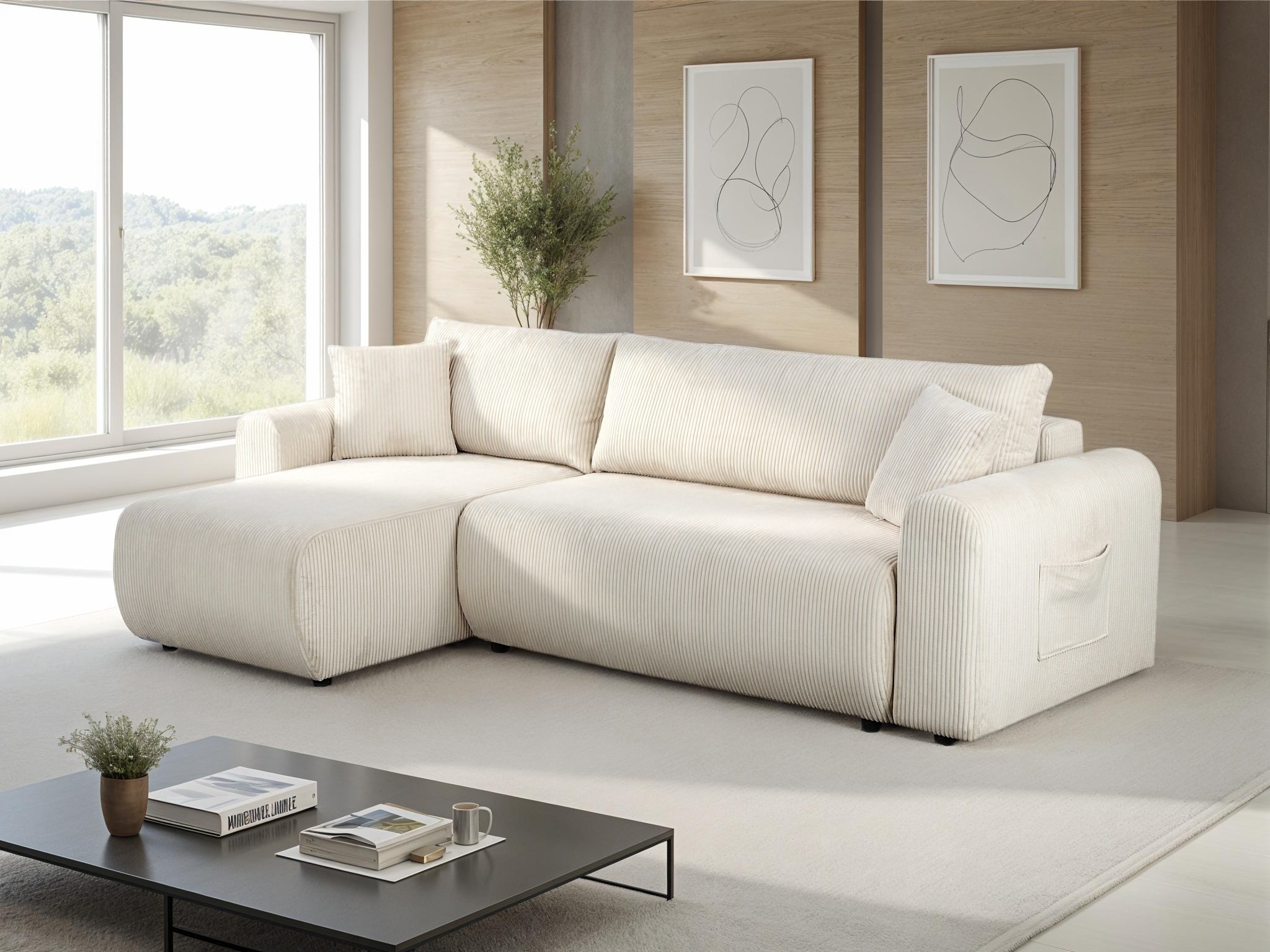 OTTO home Ecksofa "JONAA Cord L-Form, 241cm. OTTO. Verlässliche Qualität" Tonnentaschen-Federkern, Bettkasten, Schlafsofa (133/200)