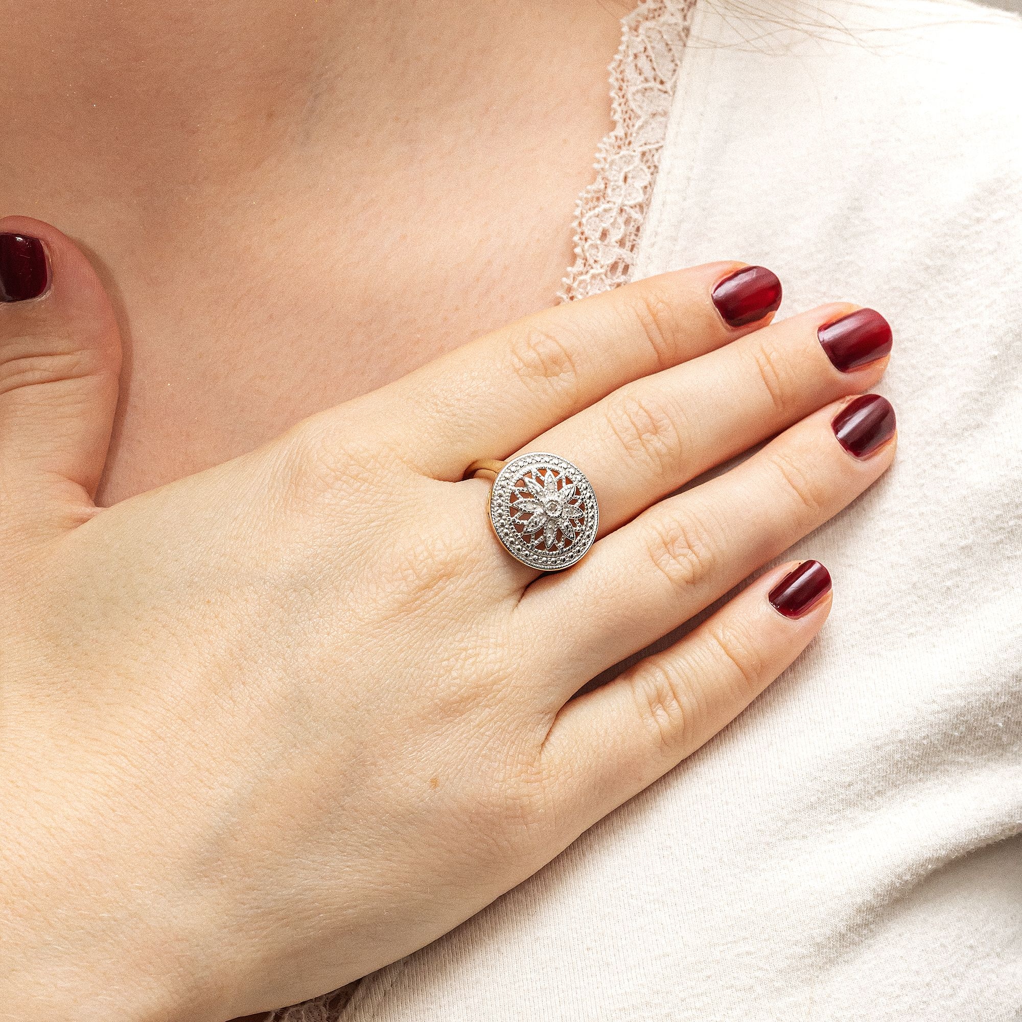 Diamonds by Ellen K. Fingerring »Silber 925 vergoldet mit 5x Diamant zus. 0,05ct.«